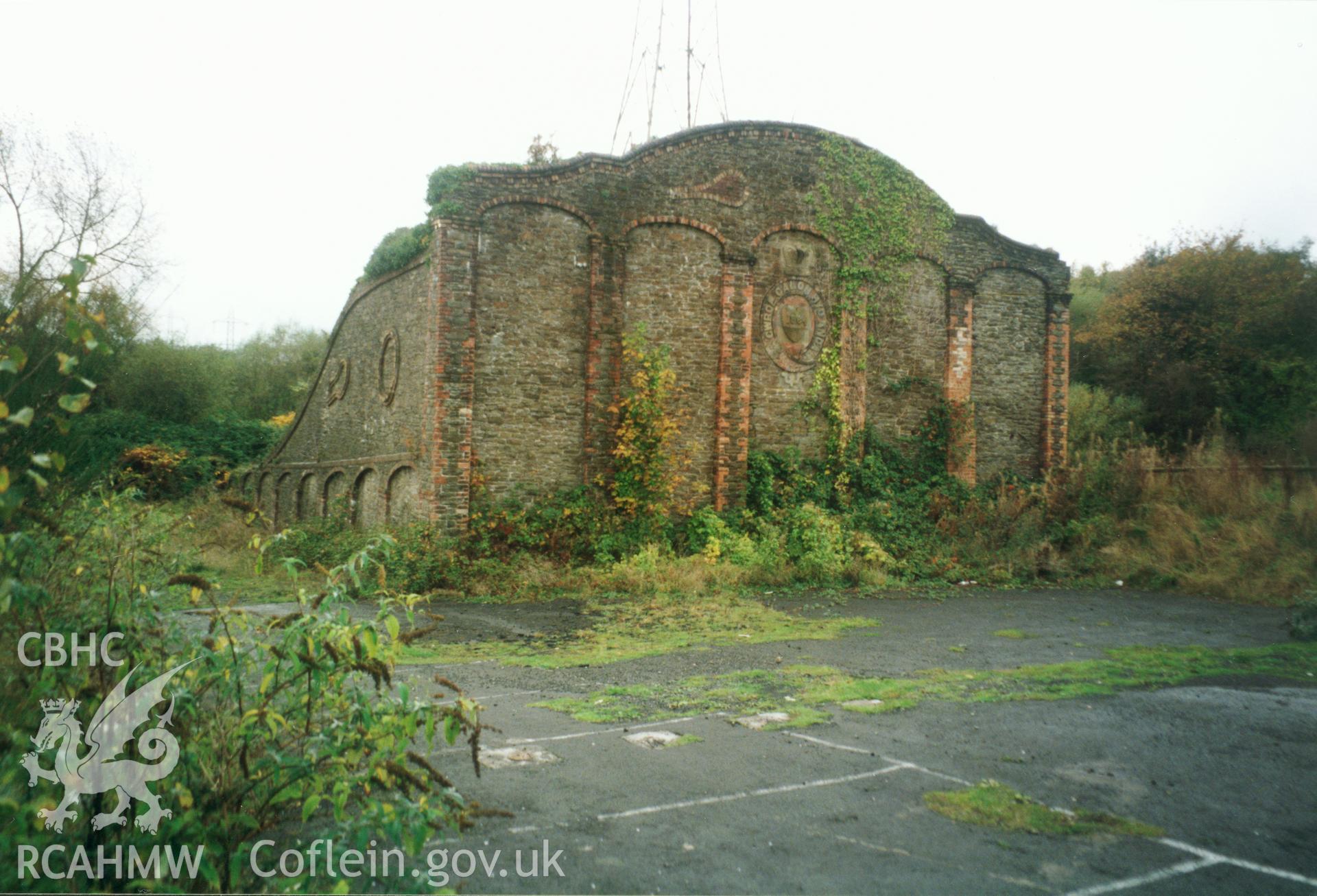 Colour photograph showing Handball Court at Jersey Marine, Coedffranc, Glamorgan (view of end and side wall); taken during Cadw listed building resurvey programme, organised alphabetically by Old County and Community.