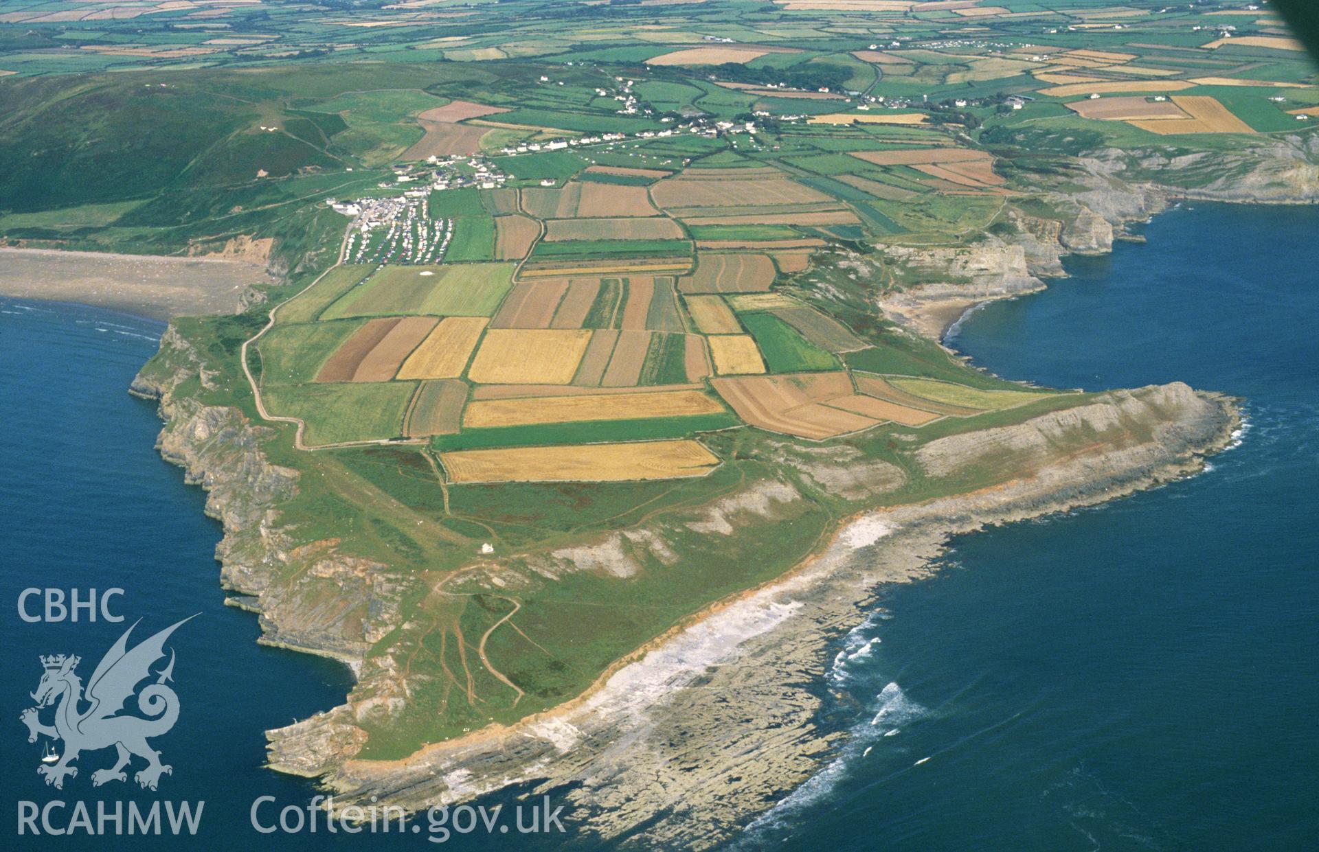 RCAHMW colour slide oblique aerial photograph of Rhossili Field System (The Vile), taken on 26/08/1991 by CR Musson