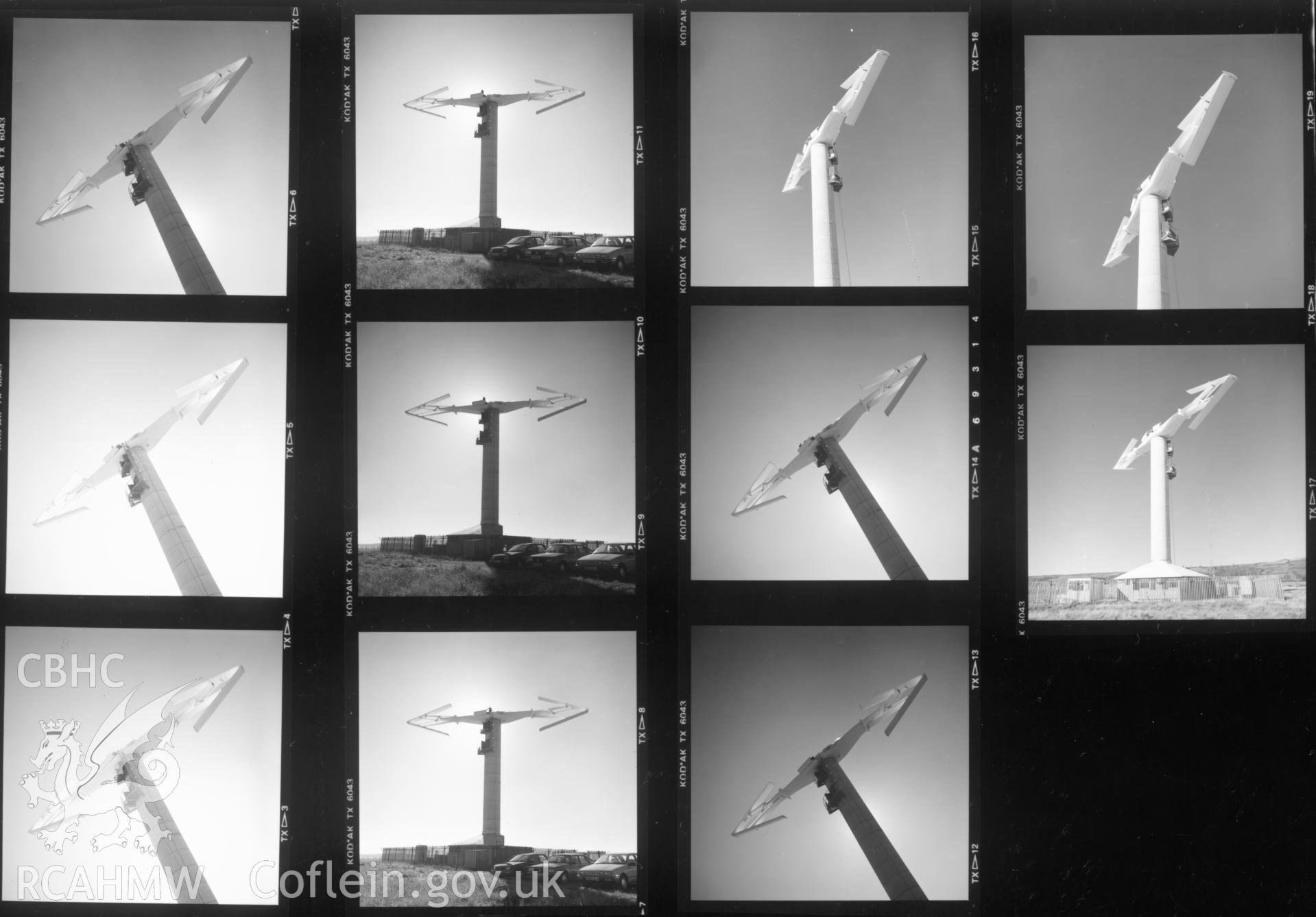 Contact sheet 2b of views of the prototype wind turbine at Carmarthen Bay in 1986. From the Central Office of Information Collection.