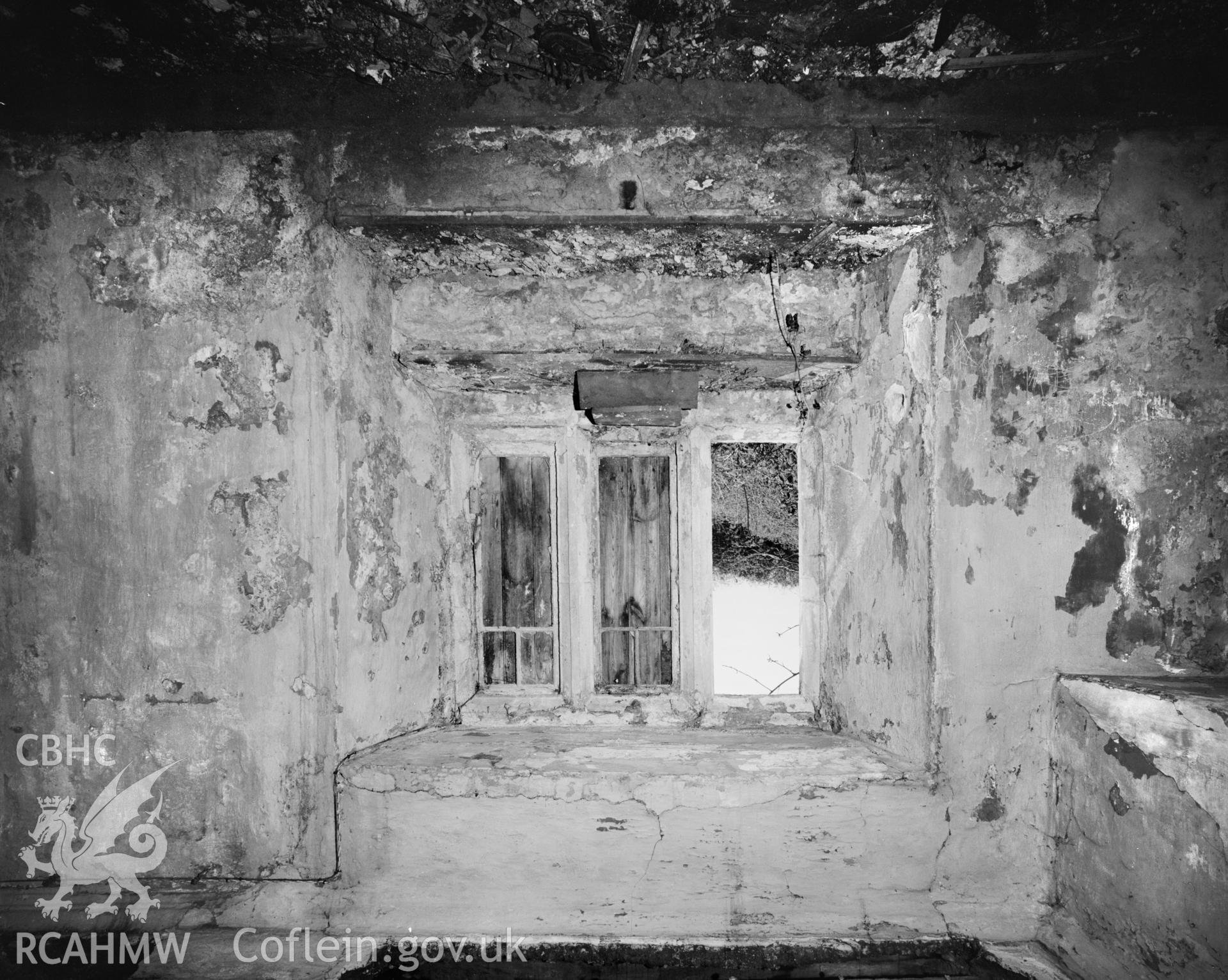 Interior view showing window in south wall