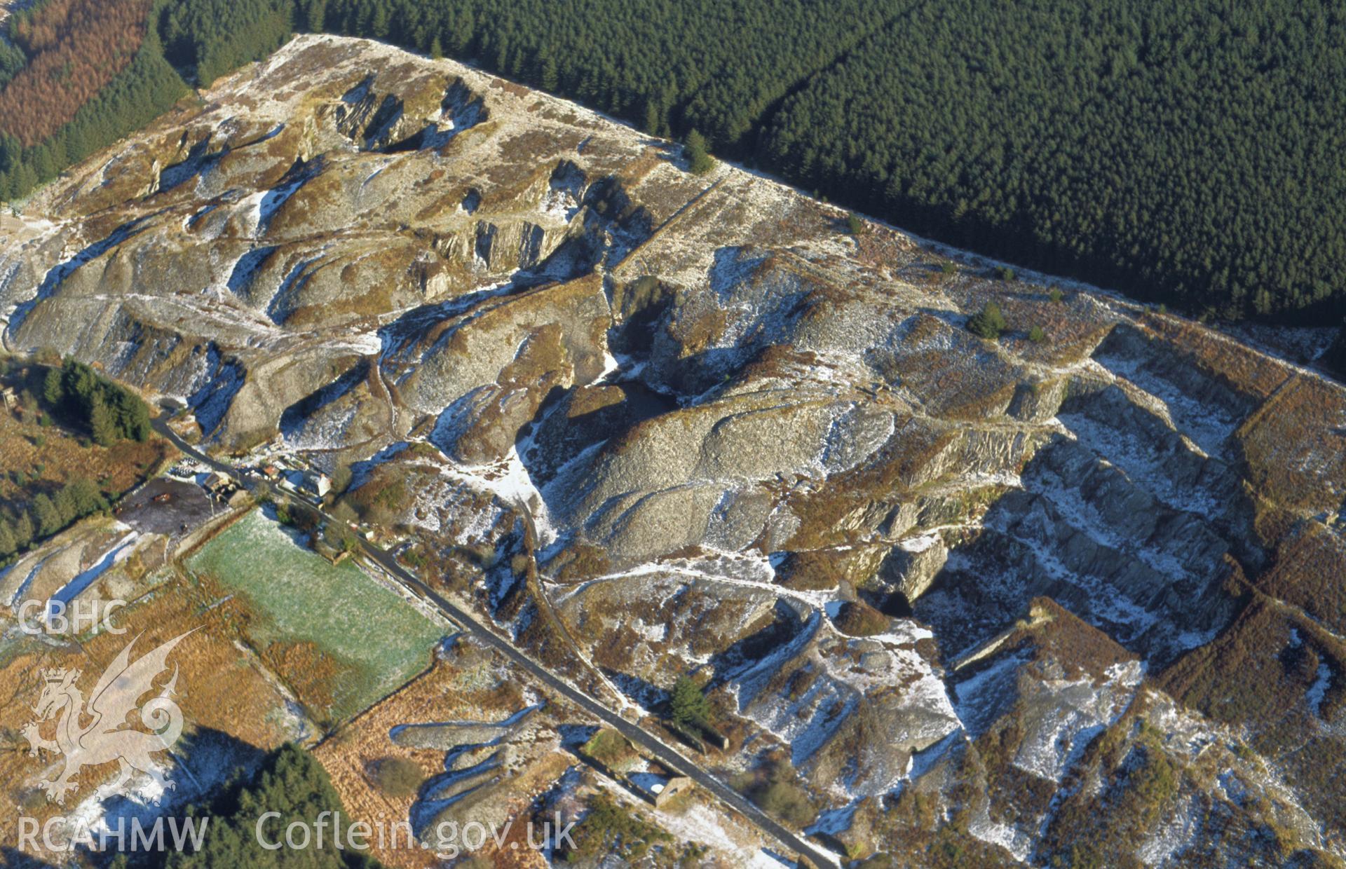 Slide of RCAHMW colour oblique aerial photograph of Rosebush Quarry, taken by Toby Driver, 2004.