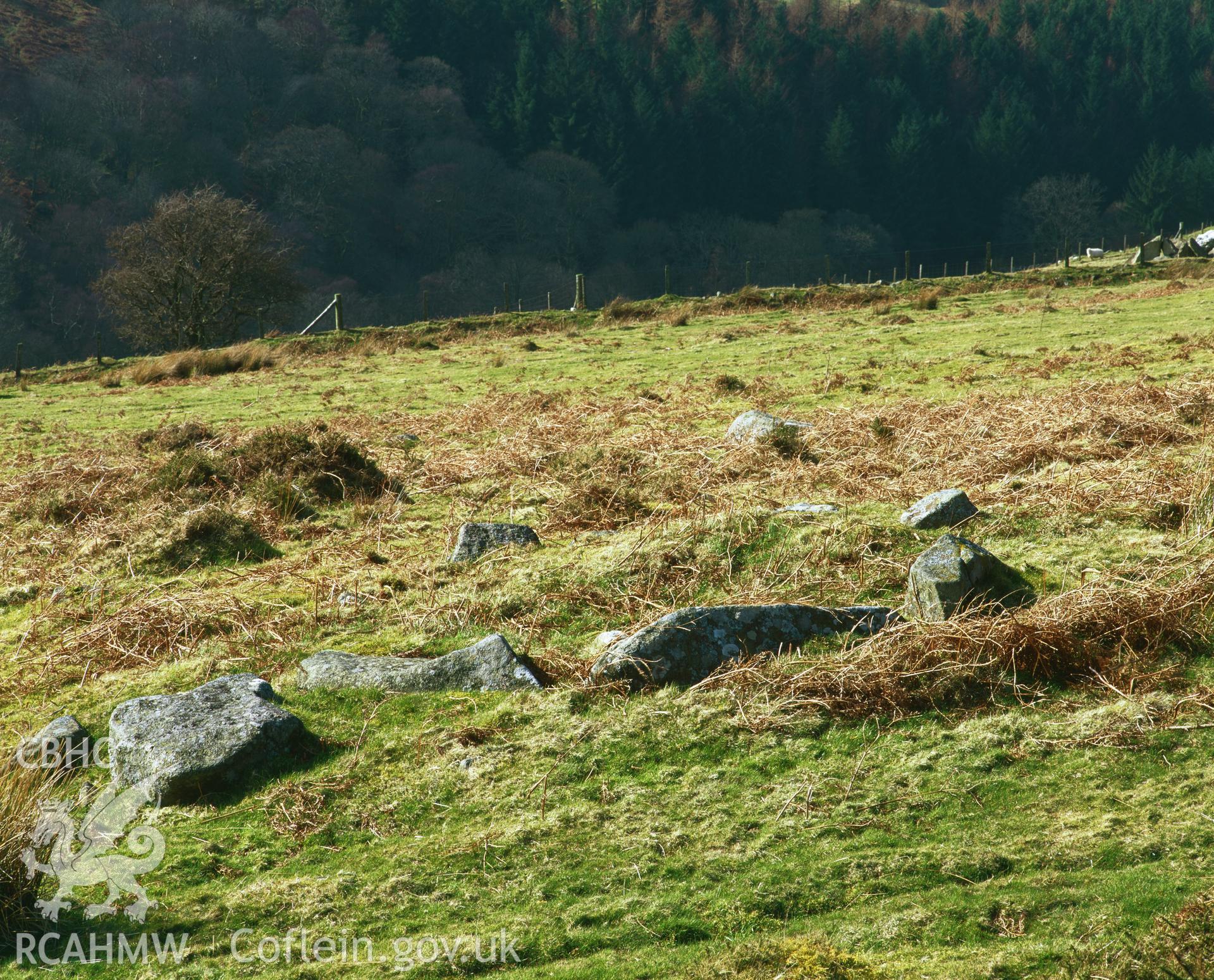 RCAHMW colour transparency showing Cefn Penagored kerb cairn, taken by I.N. Wright, 2002