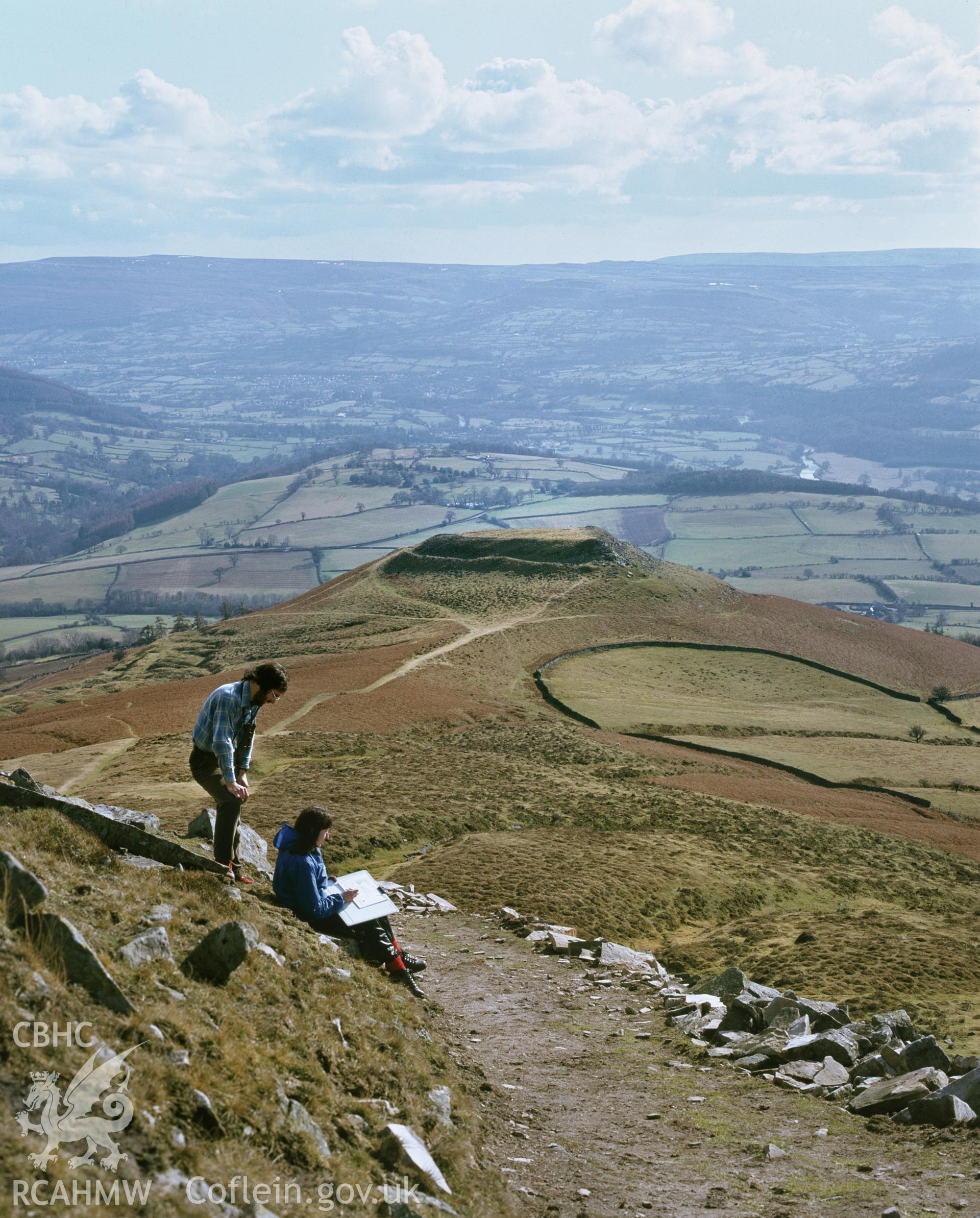 RCAHMW colour transparency of a general view of Crug Hywel Hillfort.