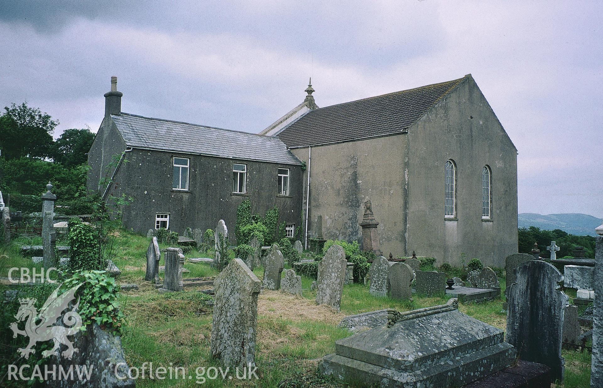 Groeswen Chapel; digitised image copied from a black and white slide taken by Stephen Hughes, June 1999. Slide collection not yet passed to the Archive
