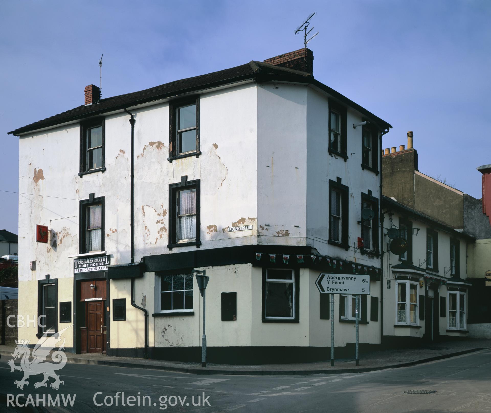 RCAHMW colour transparency showing exterior view of the Lion Hotel, Broad Street, Blaenavon.