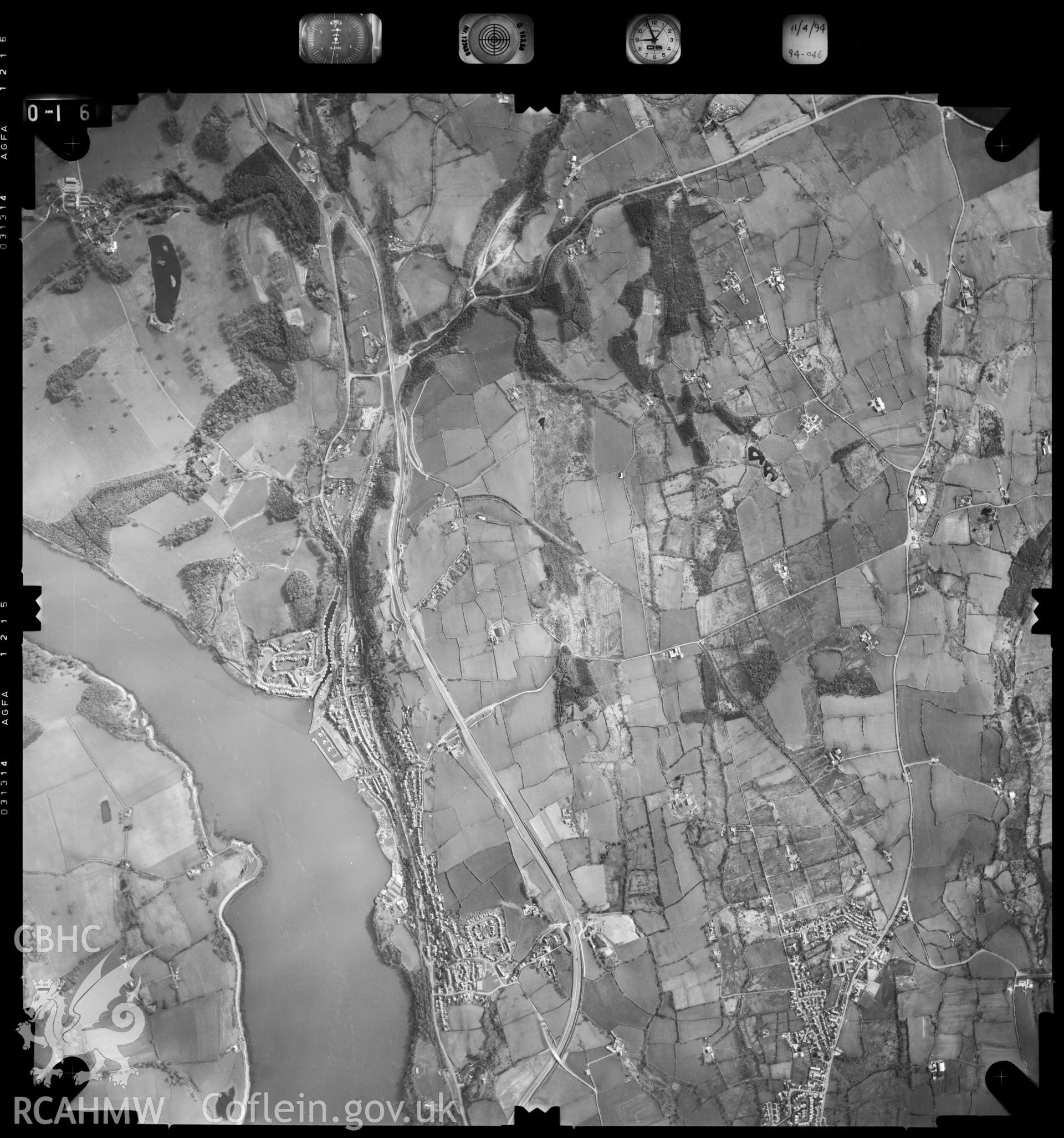 Digitized copy of an aerial photograph showing the Felinheli area, taken by Ordnance Survey, 1994.