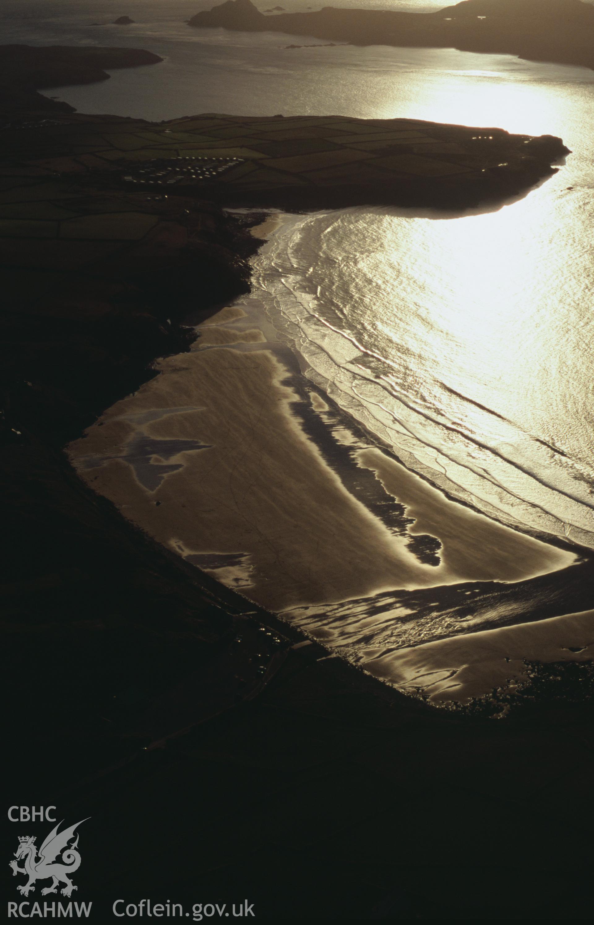 Slide of RCAHMW colour oblique aerial photograph of Whitesands Bay, taken by T.G. Driver, 2005.