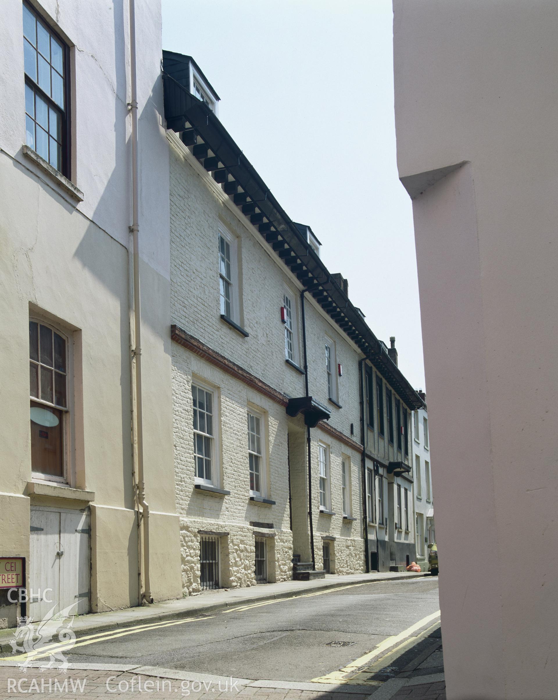 Colour transparency showing a general view of 2-3 Quay Street, Carmarthen , produced by Iain Wright, June 2004.