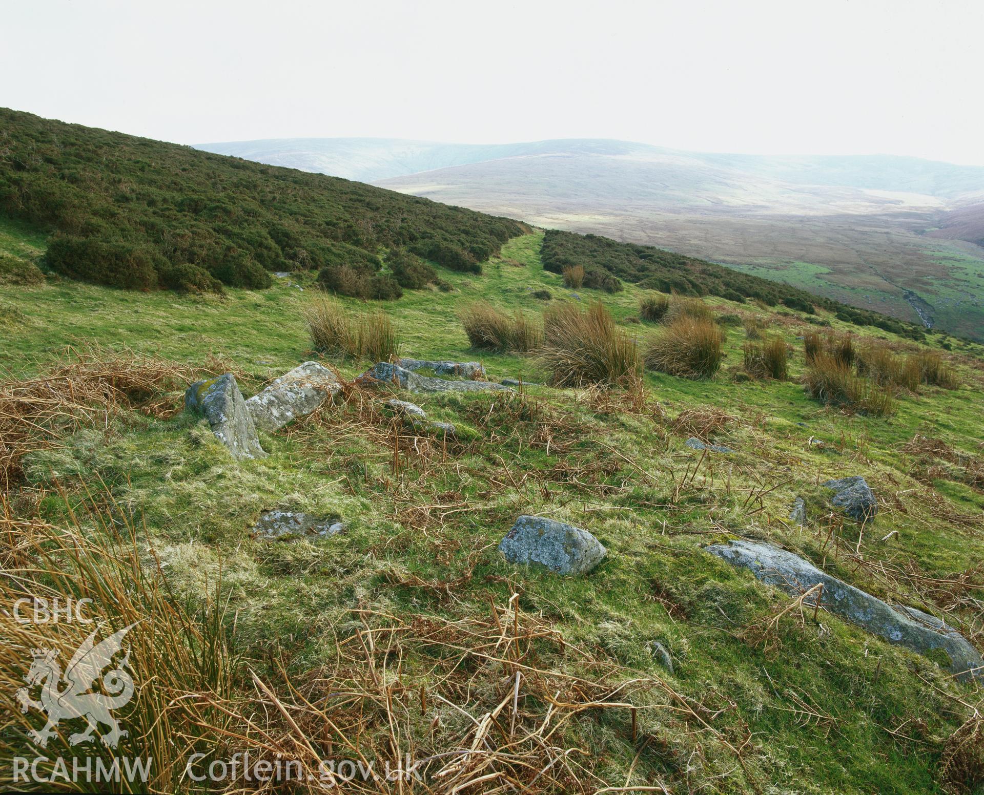 RCAHMW colour transparency showing Cefn Penagored kerb cairn, taken by I.N. Wright, 2002