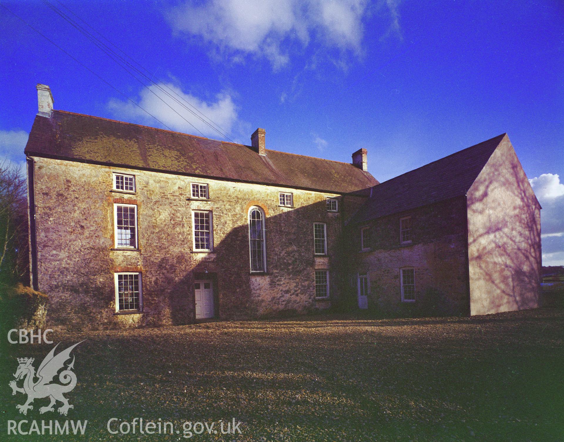 RCAHMW colour transparency showing rear view of Vaenor, Llawhaden