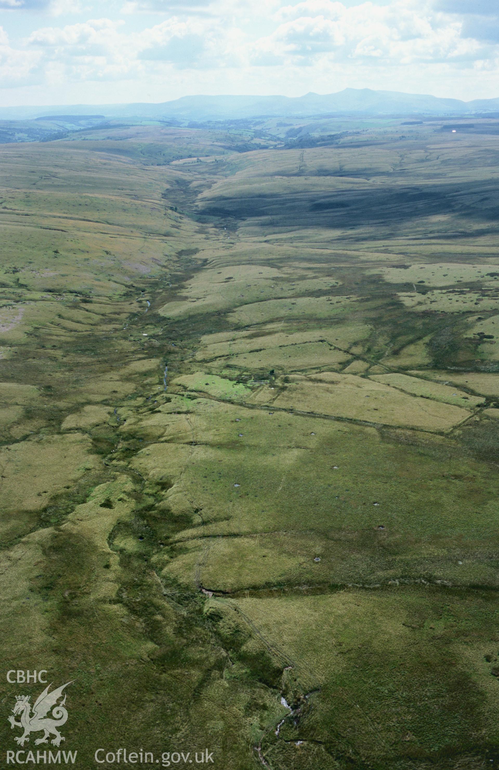 RCAHMW colour slide oblique aerial photograph of Ysgir Fechan, Llangamarch, taken on 27/08/1998 by Toby Driver