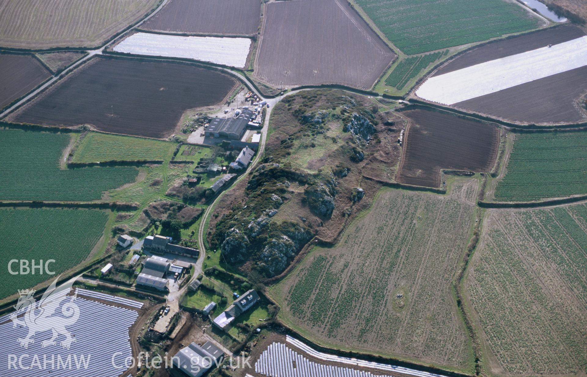 Slide of RCAHMW colour oblique aerial photograph of Clegyr Boia, taken by Toby Driver, 2002.