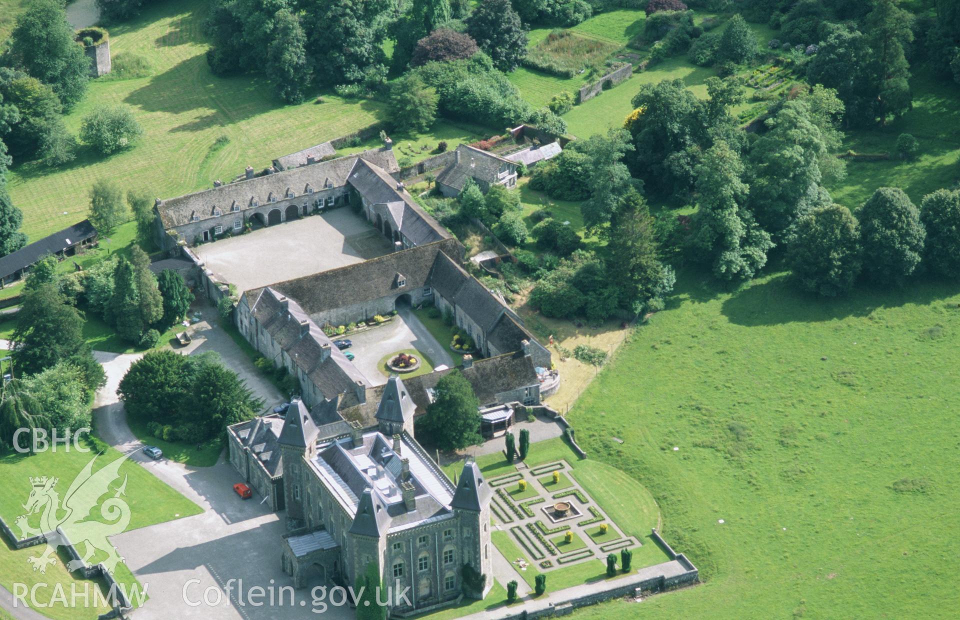 RCAHMW colour oblique aerial photograph of Newton House, Dinefwr. Taken by Toby Driver on 15/07/2002