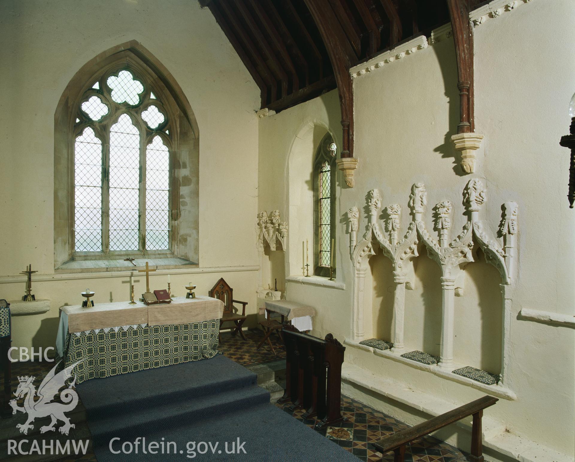 RCAHMW colour transparency showing interior view of Hodgeston Church, taken by Iain Wright, 2003