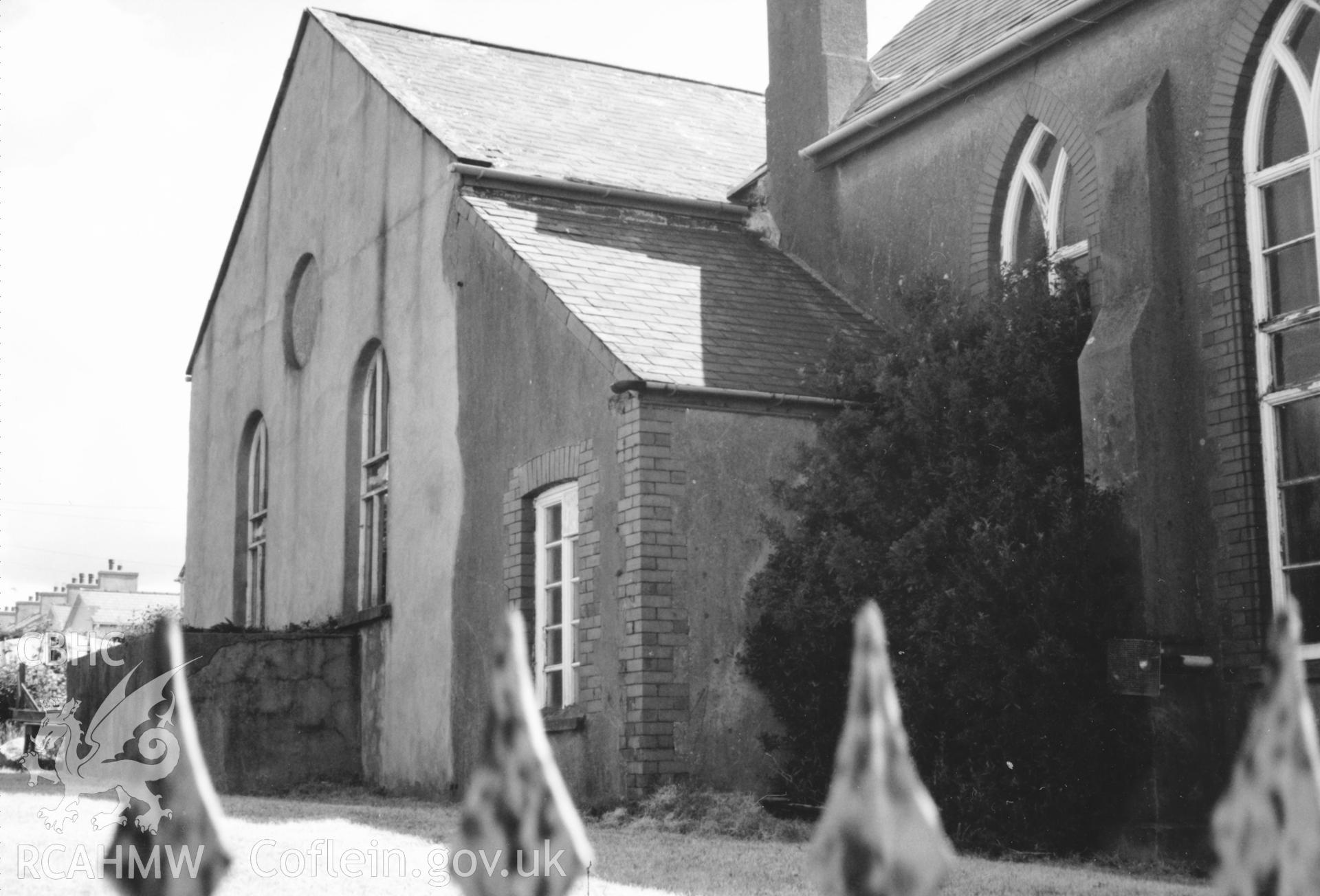 Digital copy of a black and white photograph showing a general view of Bethesda English Baptist Chapel, Neyland, taken by Robert Scourfield, 1996.