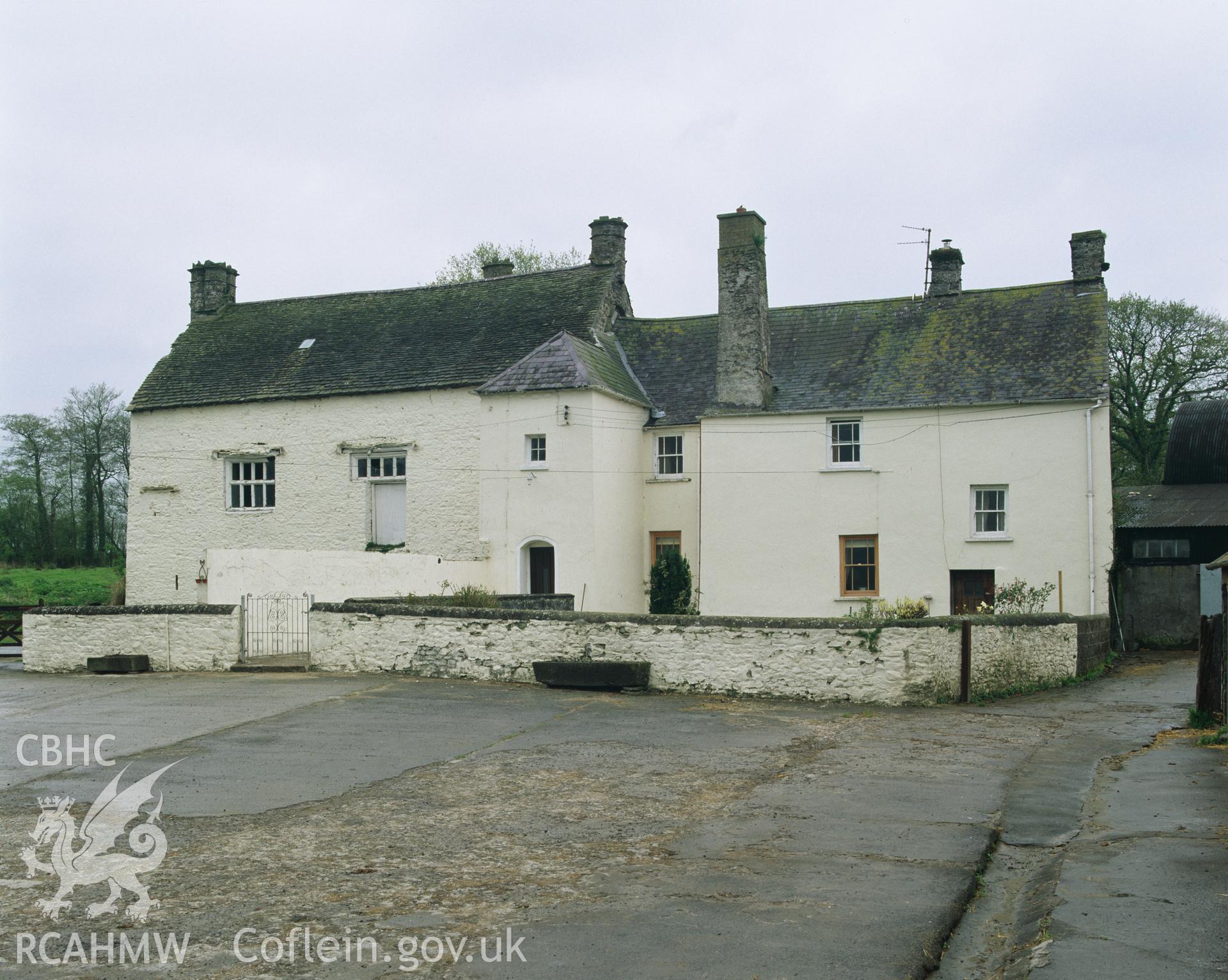 Colour transparency showing an exterior view of Llethr Cadfan, Llangathen, produced by Iain Wright, June 2004.