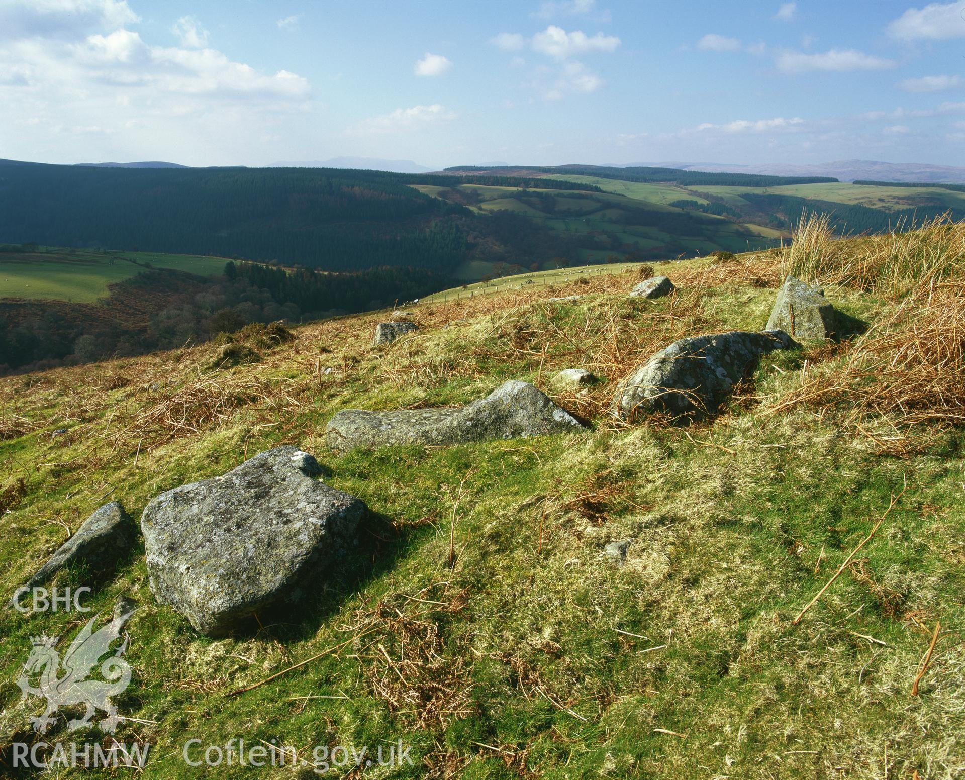 RCAHMW colour transparency showing Cefn Penagored kerb cairn, taken by I.N. Wright, 2002