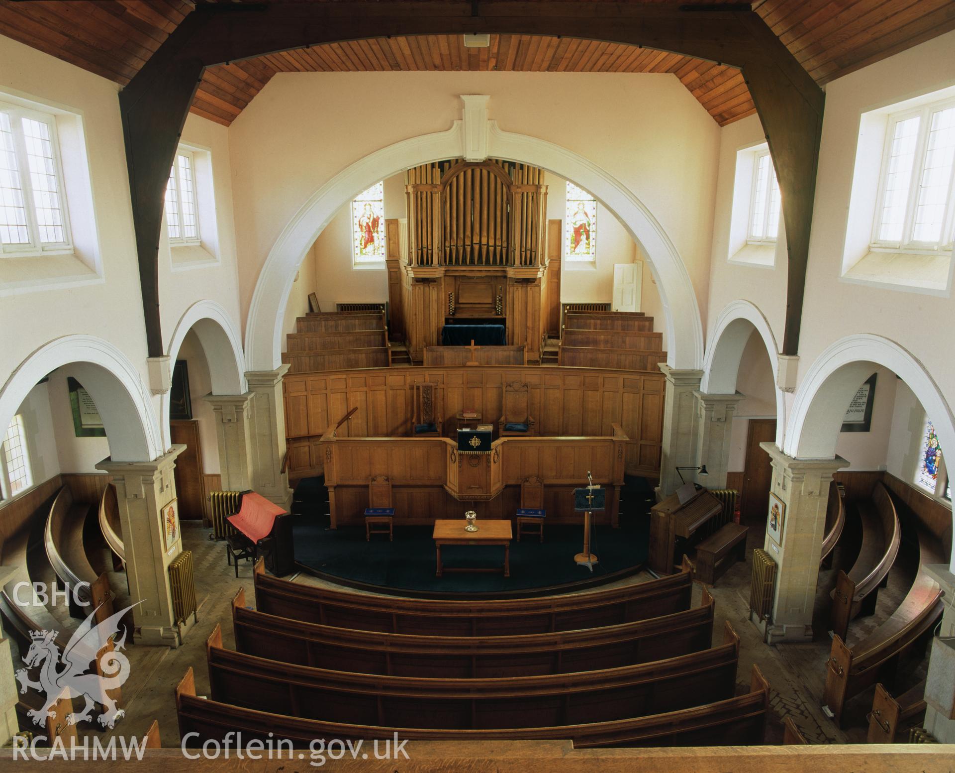 RCAHMW colour transparency showing an interior view of Tabernacle Chapel, Milford Haven, taken by Iain Wright, 2003.