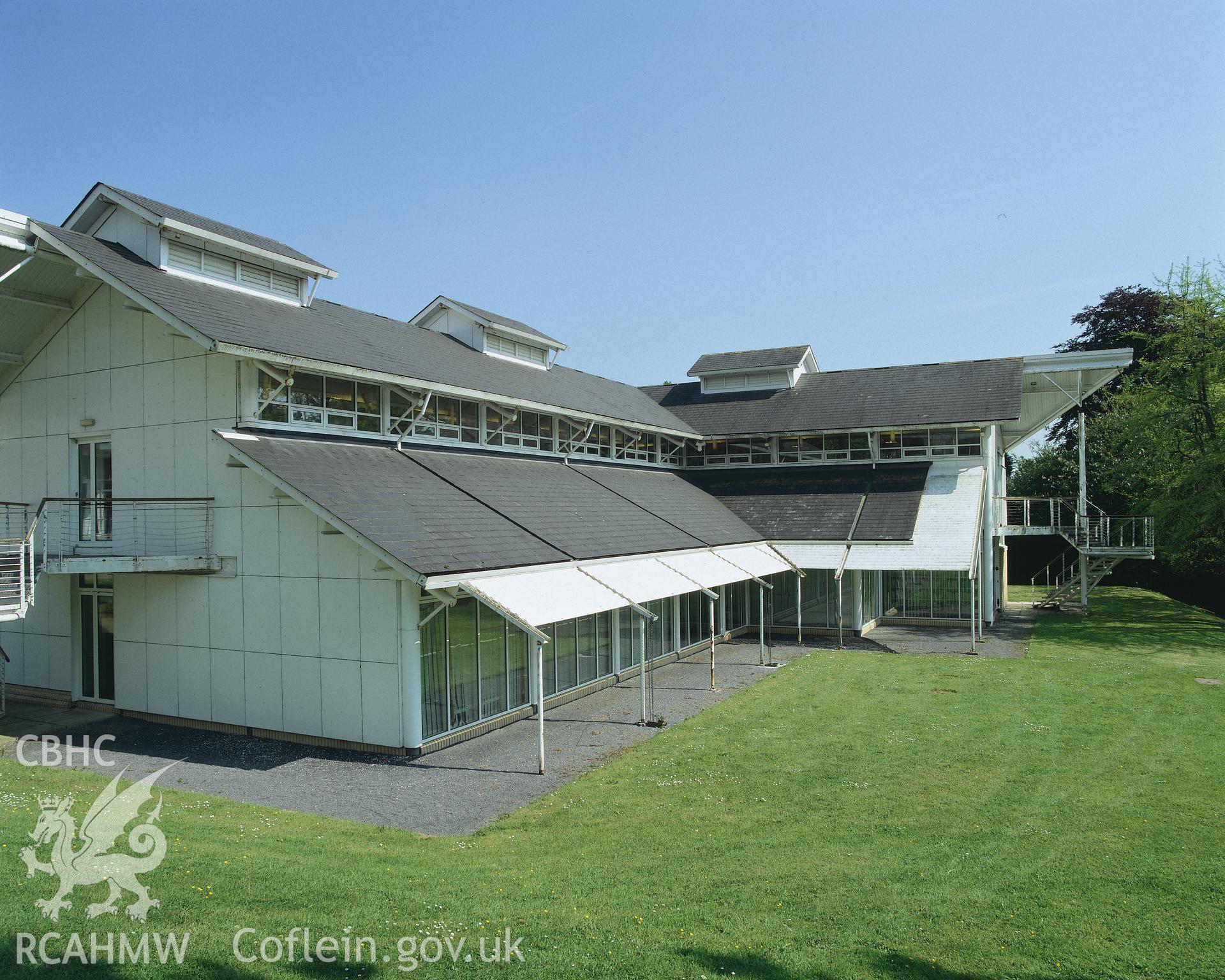 RCAHMW colour transparency showing view of the library at Trinity College, Carmarthen.