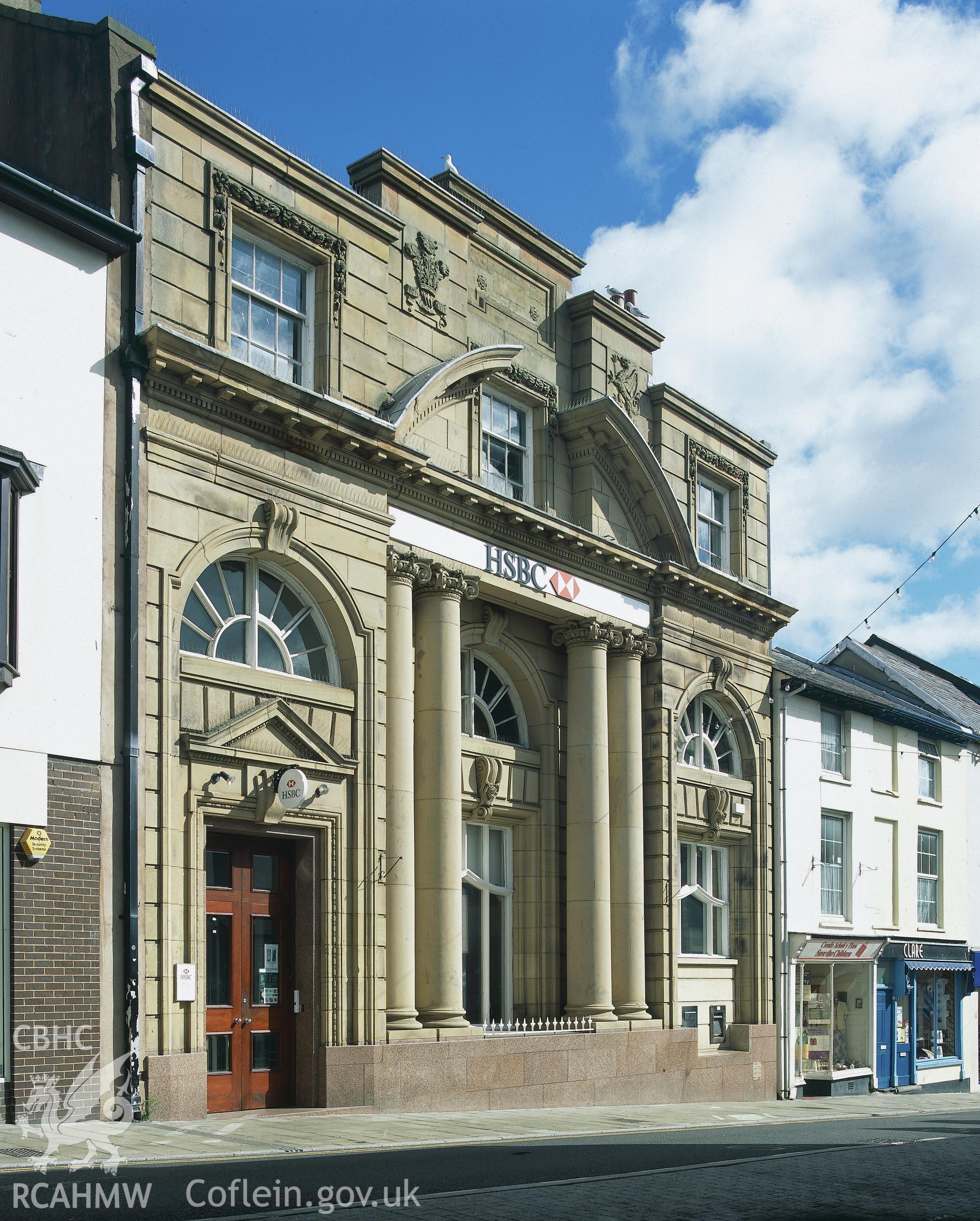 RCAHMW colour transparency showing exterior view of Midland Bank, Aberystwyth