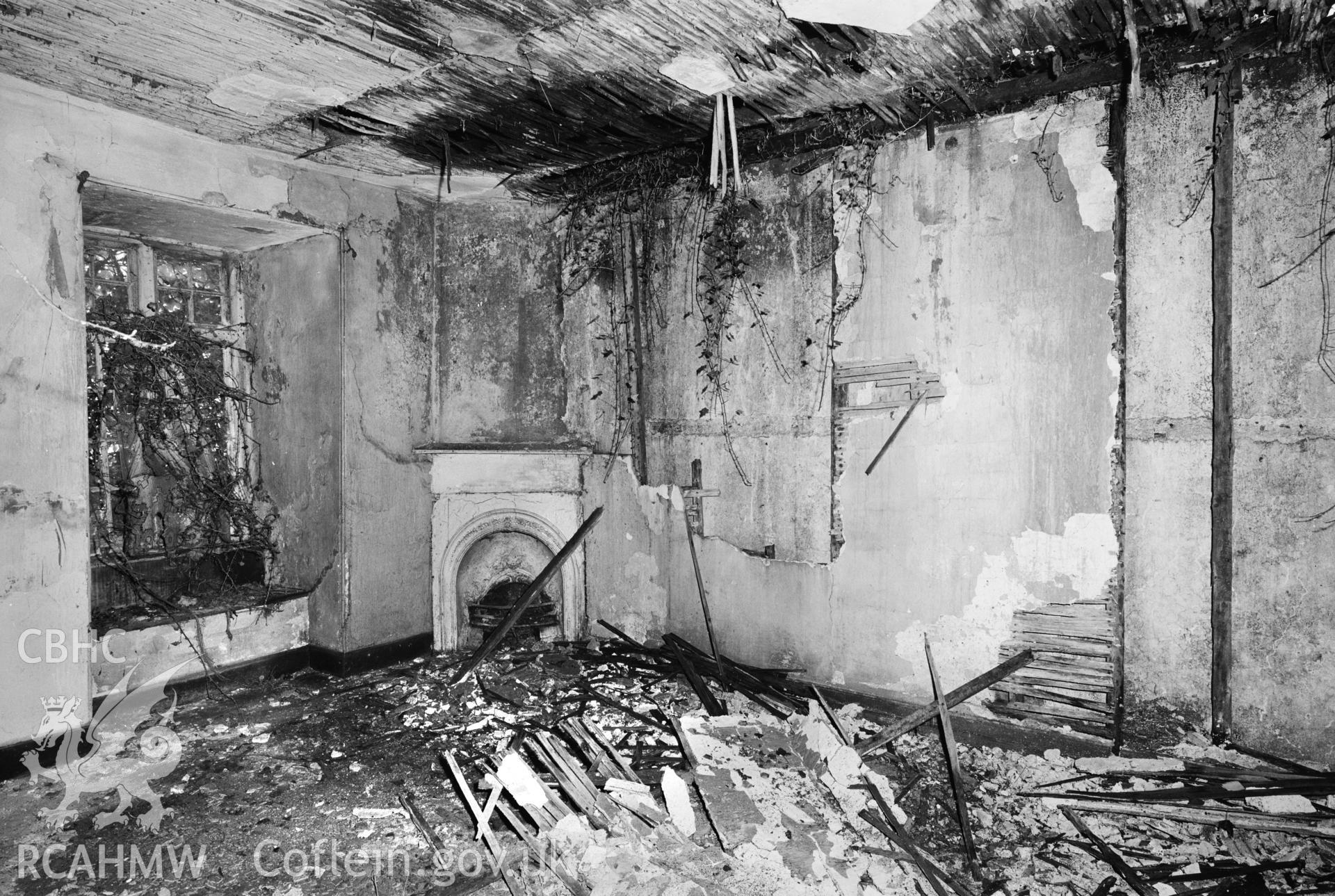 Interior view showing fireplace on first floor