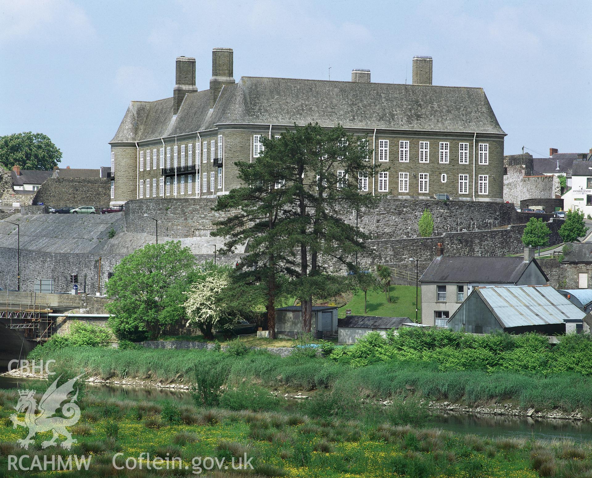 RCAHMW colour transparency showing view of County Hall, Carmarthen