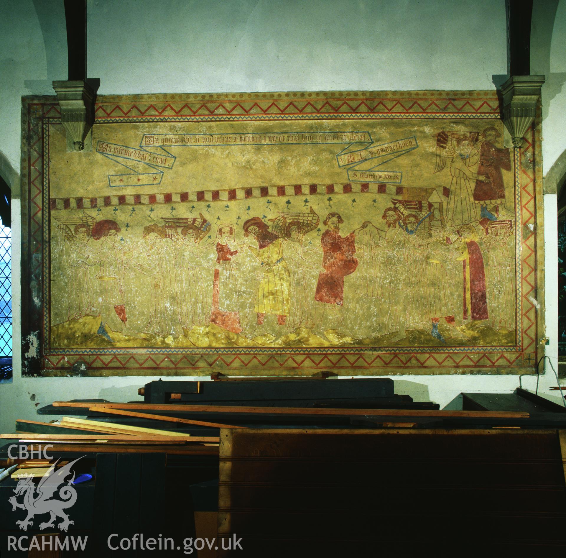 RCAHMW colour transparency showing a wall painting at Ruabon Church, taken by I.N. Wright, 2003