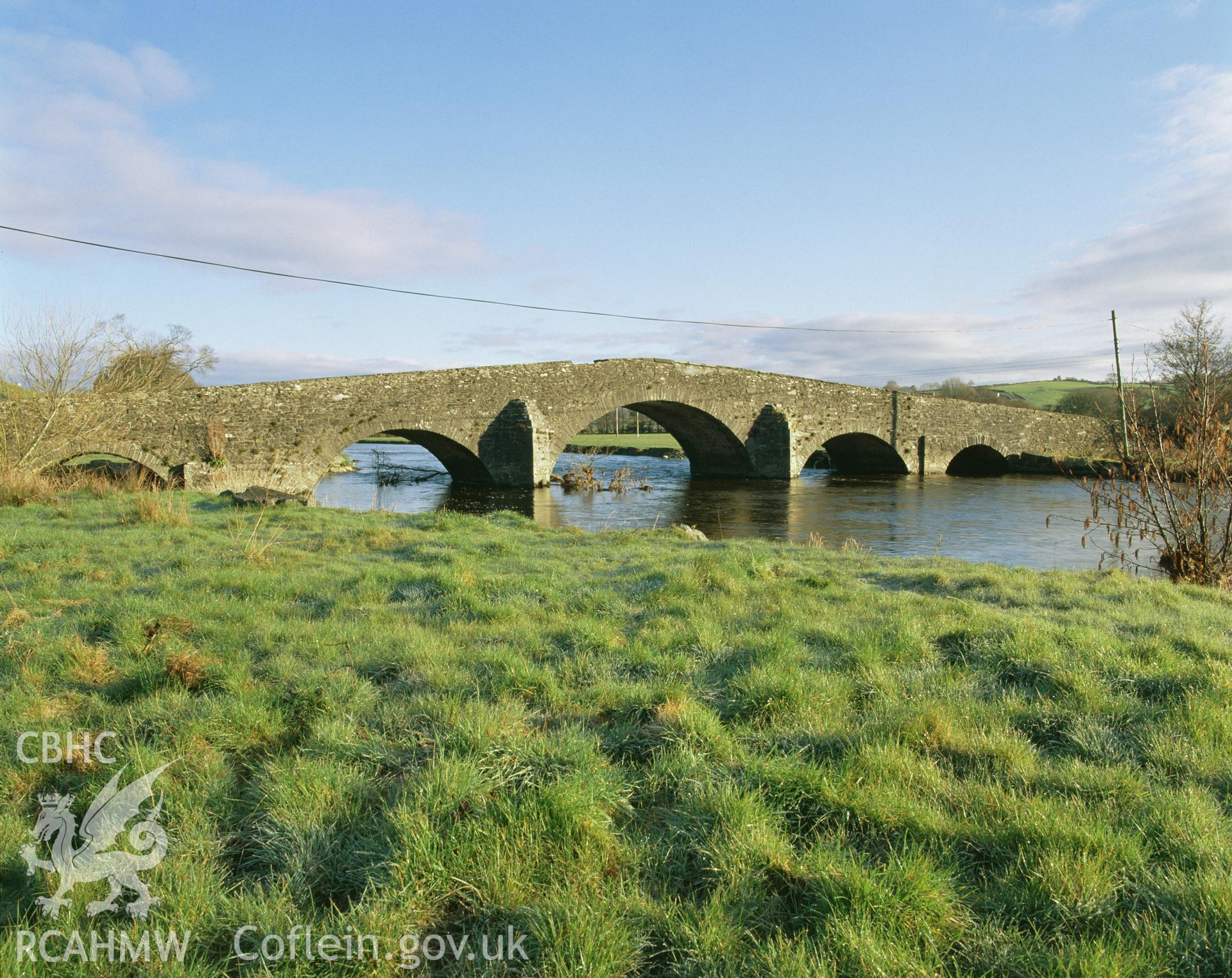 Colour transparency showing a view of Pont Gogoyan, Llanddewi Brefi, produced by Iain Wright, June 2004.