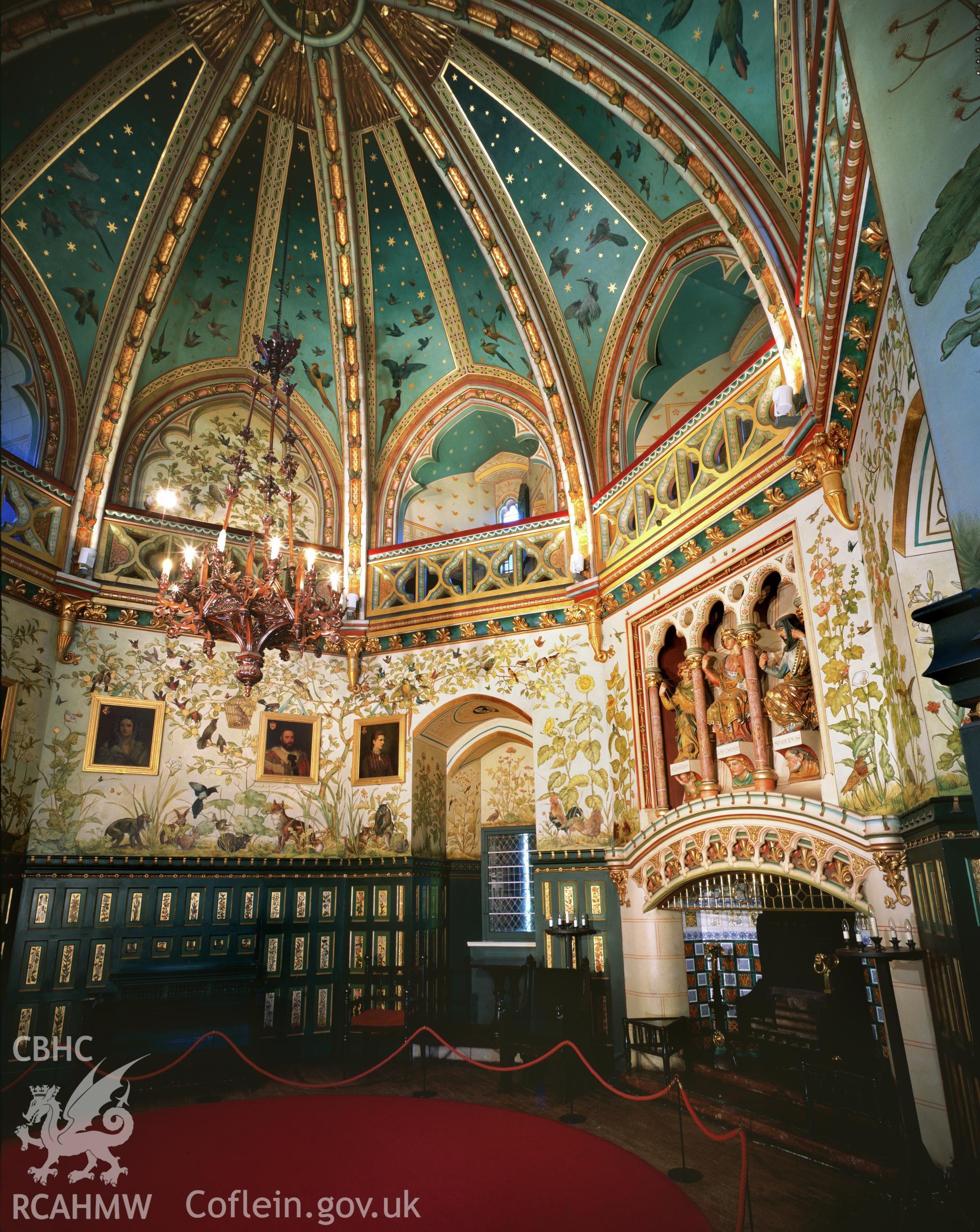 Colour transparency showing interior view of the ceiling in the south-east tower at Castell Coch.