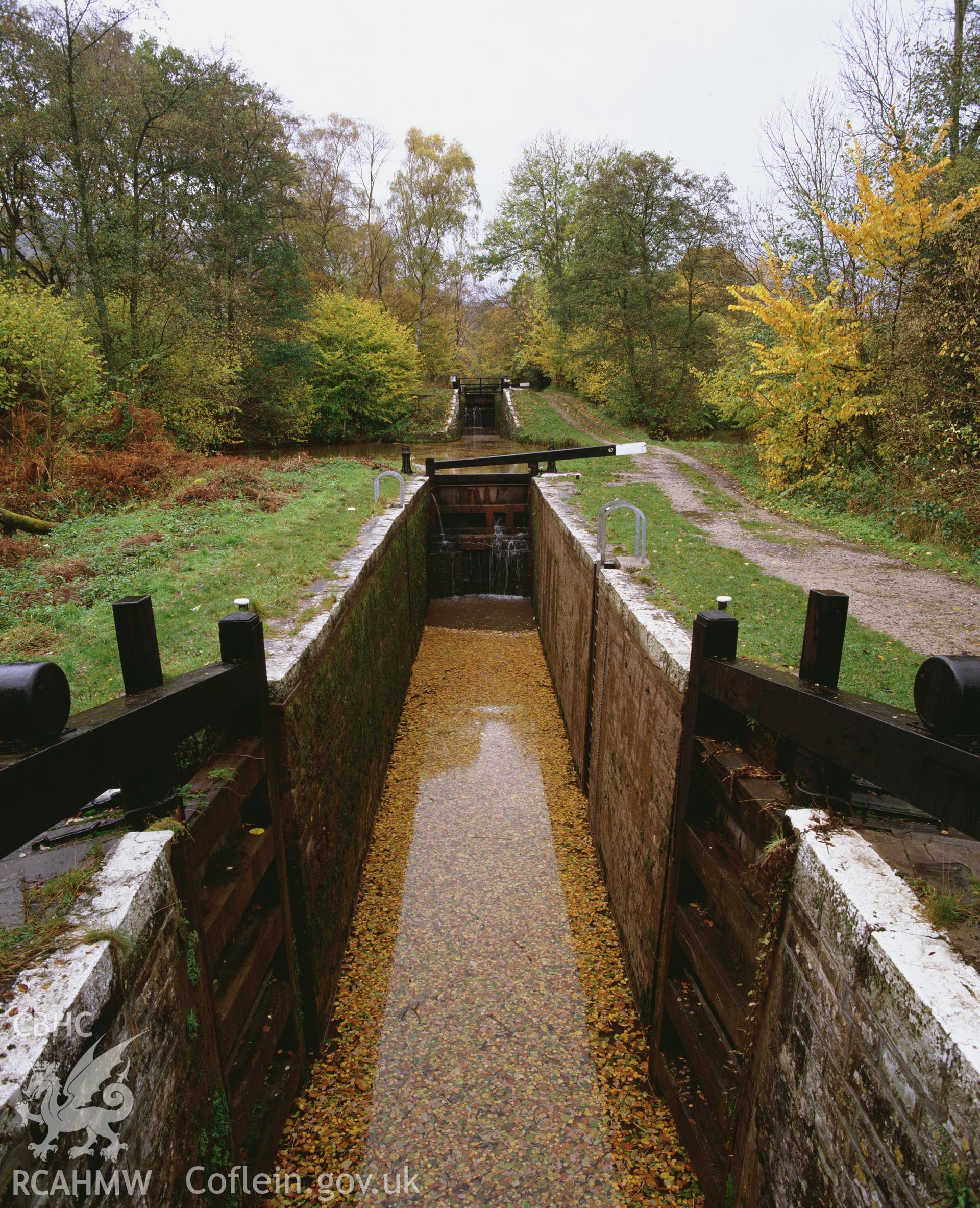 RCAHMW colour transparency showing Lock 67 at Llangynidr, taken by Iain Wright, c.1990