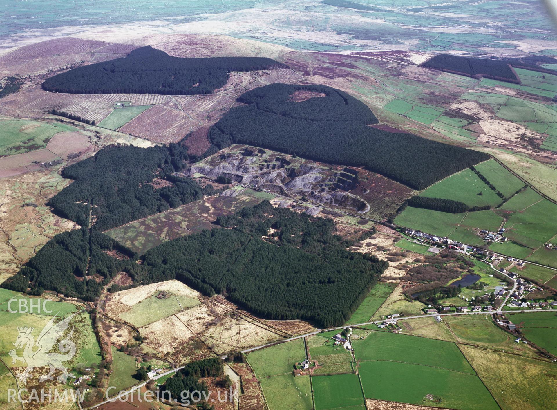 RCAHMW colour aerial photograph of Rosebush Quarry, taken by Toby Driver, 2002