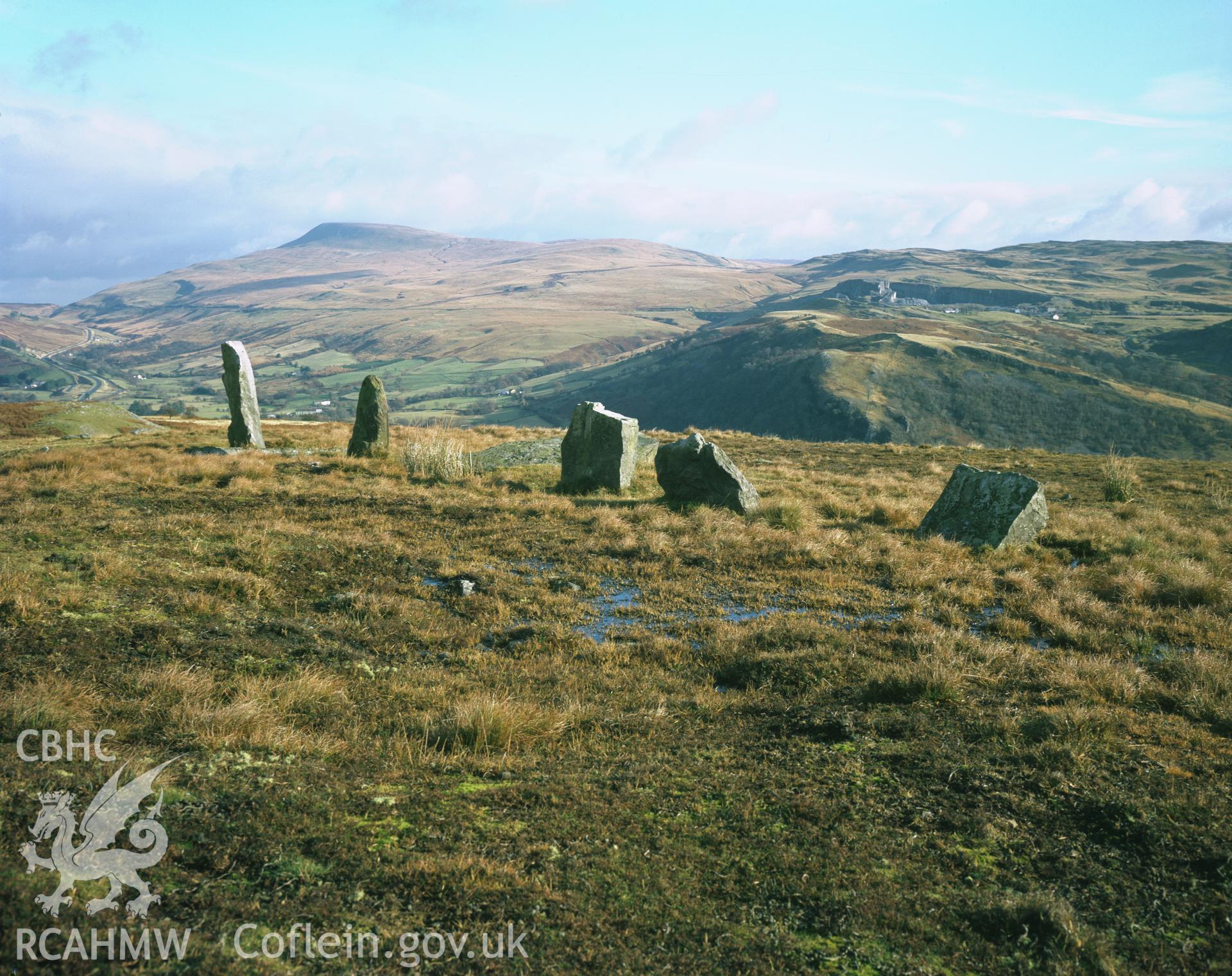 RCAHMW colour transparency showing view of Saeth Maen, Tawe Uchaf.