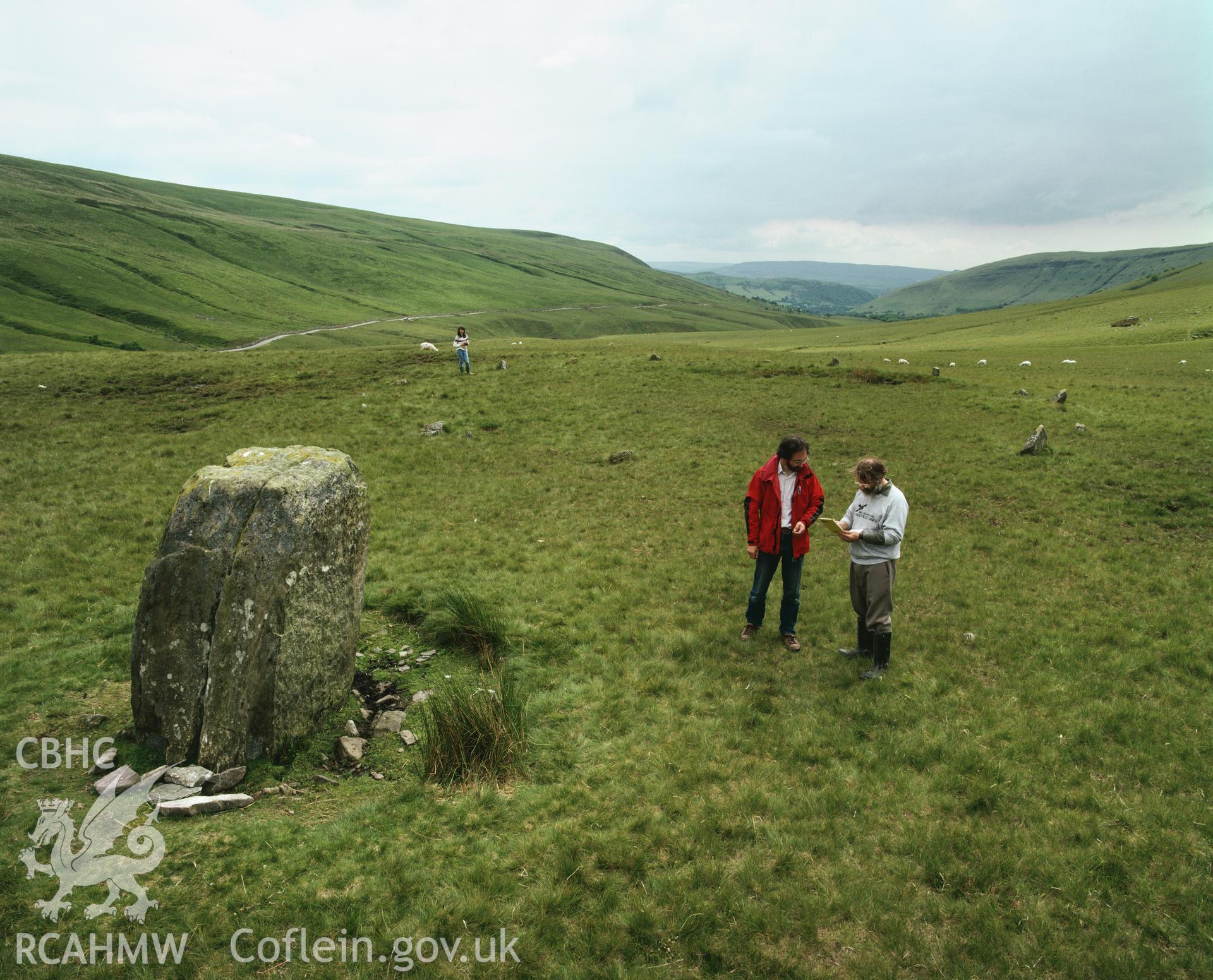 Colour transparency showing a view of stone circle at Cerrig Duon, produced by Iain Wright, c.1981