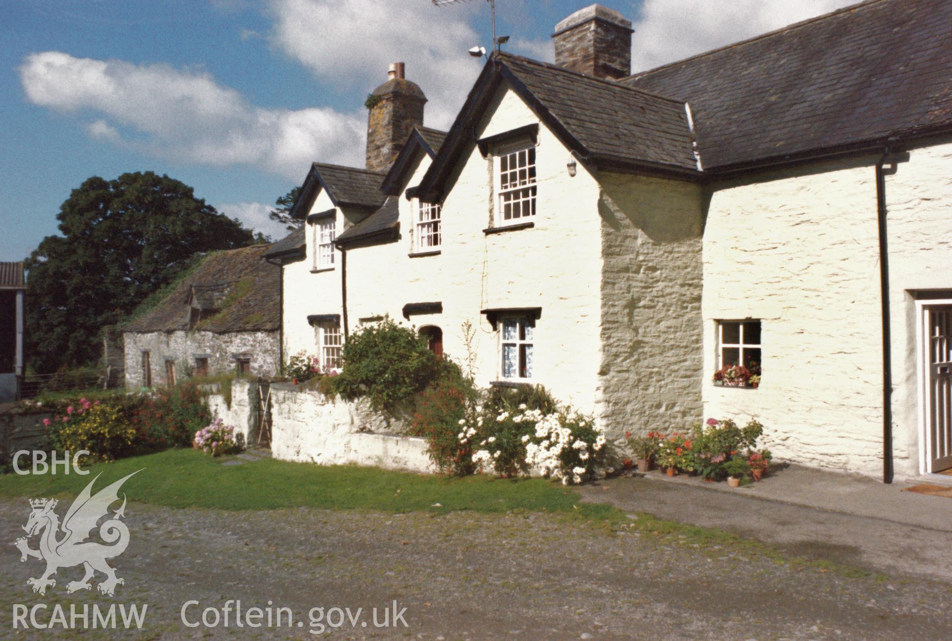 2 colour photographs showing the front elevation of Cefn Caer, Pennal, Merioneth. Negative not held