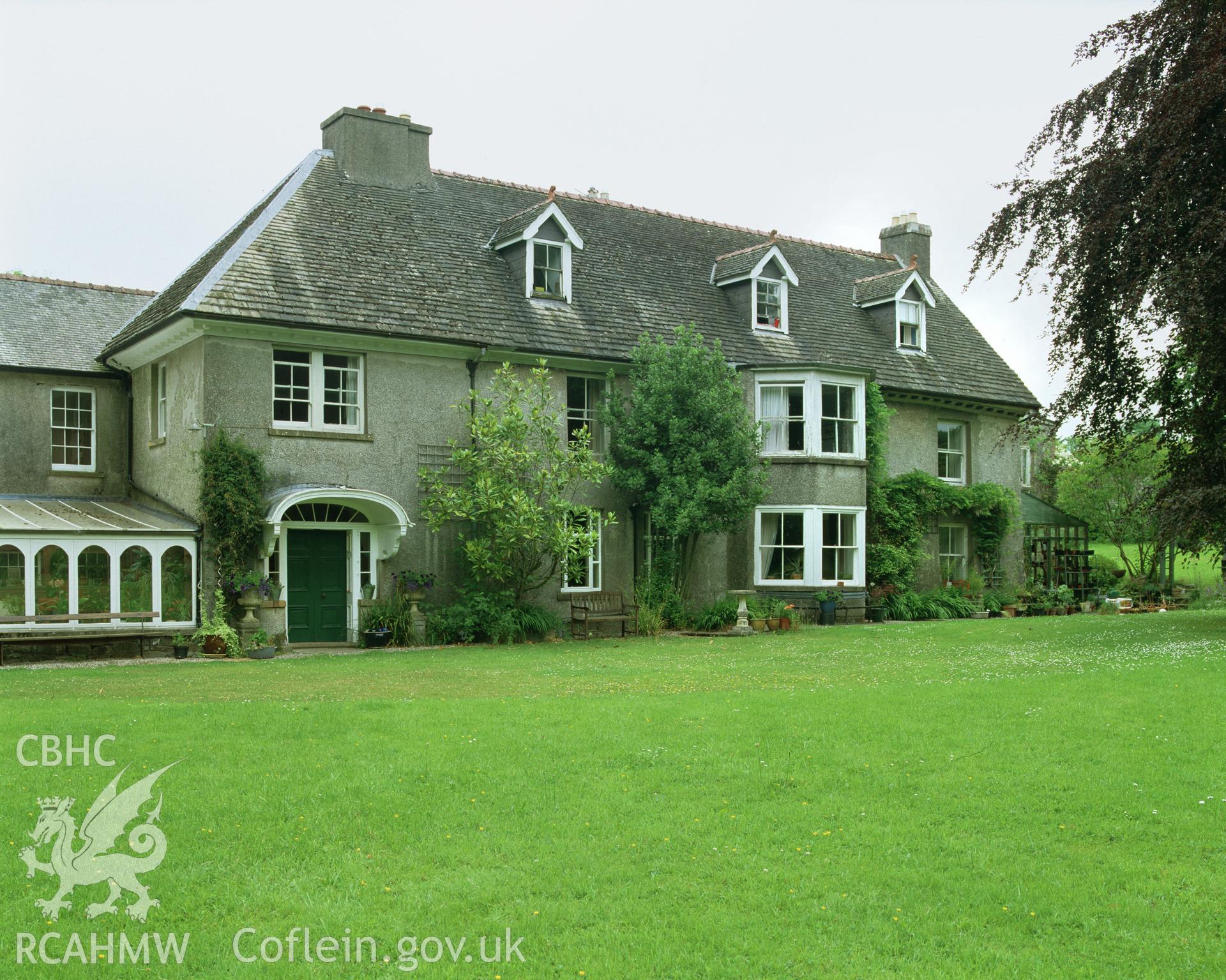 Colour transparency showing rear view of Glynhir, Llandybie, produced by Iain Wright, June 2004.