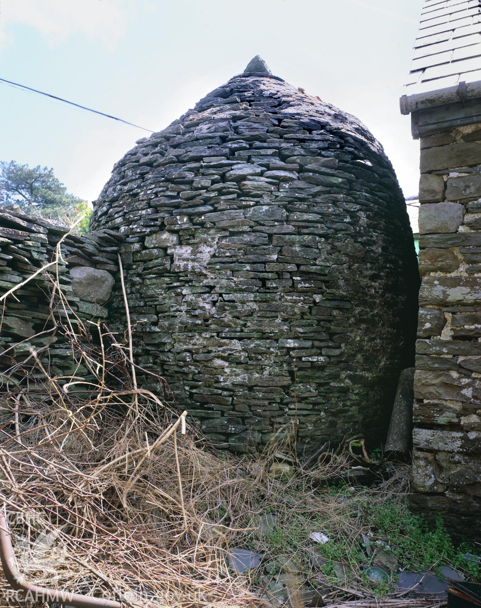 Colour transparency showing a view of  the pigsty at Penddeugae-Fach, produced by Iain Wright, May 2003