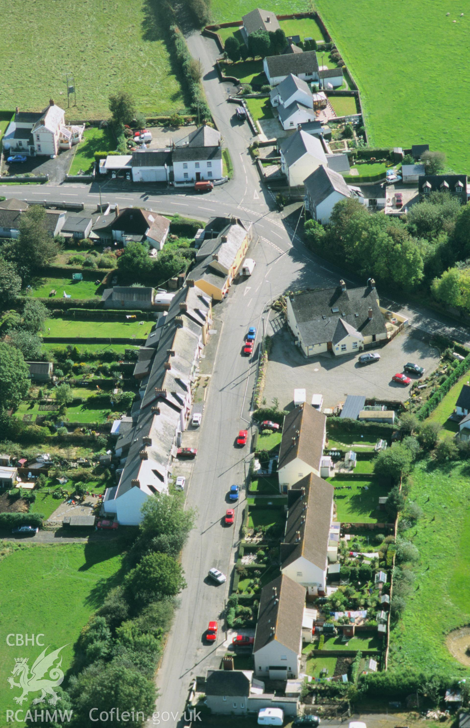 RCAHMW colour oblique aerial photograph showing the village of Boncath, taken by Toby Driver on 03/10/2002