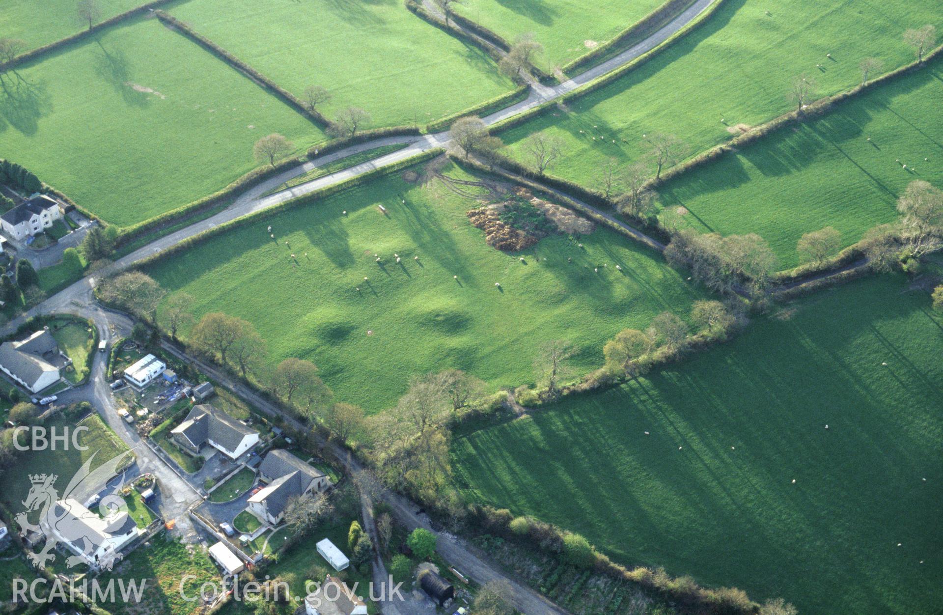 Slide of RCAHMW colour oblique aerial photograph of spoil tips at Summer Hill Colliery, taken by C.R. Musson, 1995.