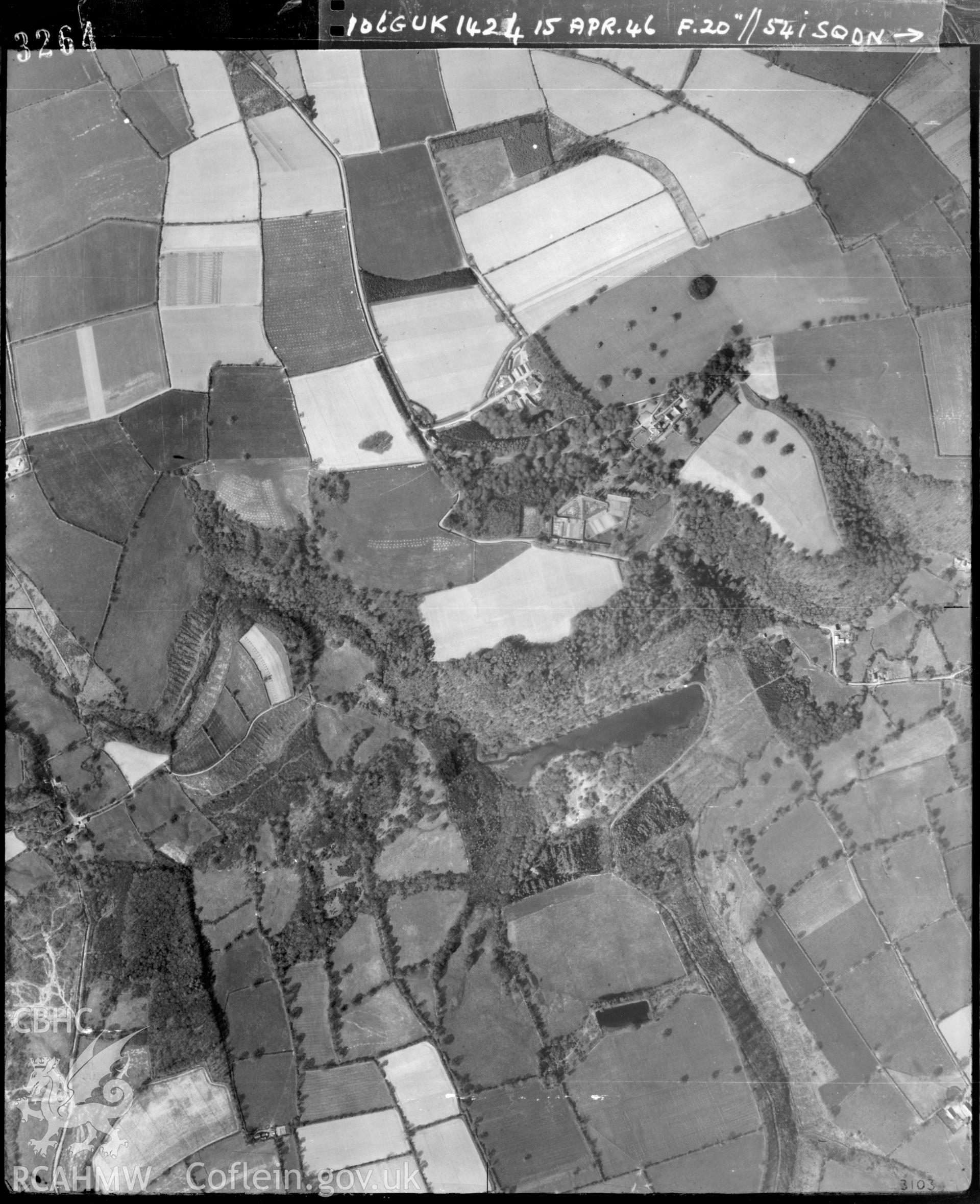 Black and white vertical aerial photograph taken by the RAF on 15/04/1946 centred on SN24023824 at a scale of 1:10000. The photograph includes part of Manordeifi community in Pembrokeshire.