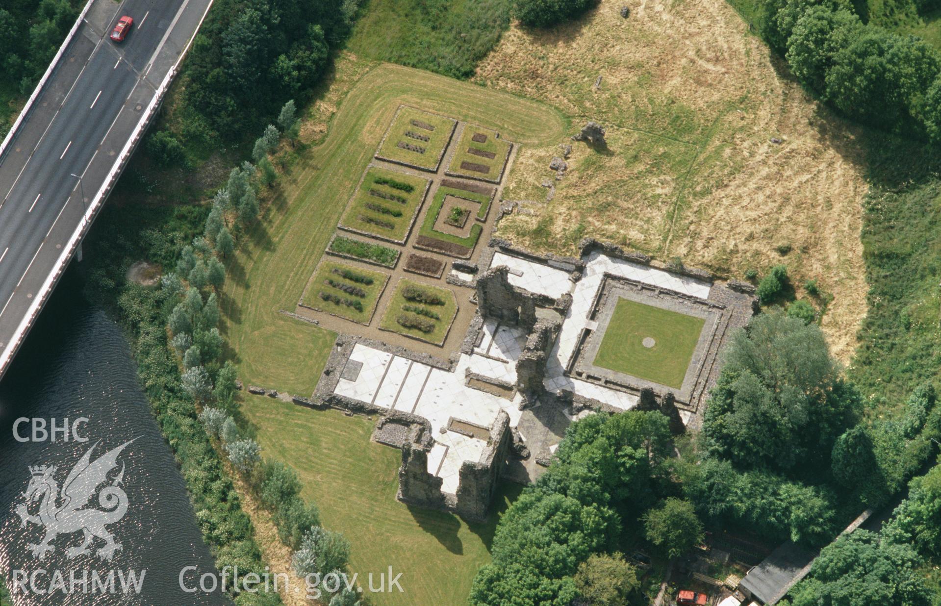 RCAHMW colour oblique aerial photograph of Haverfordwest Priory. Taken by Toby Driver on 28/06/2002
