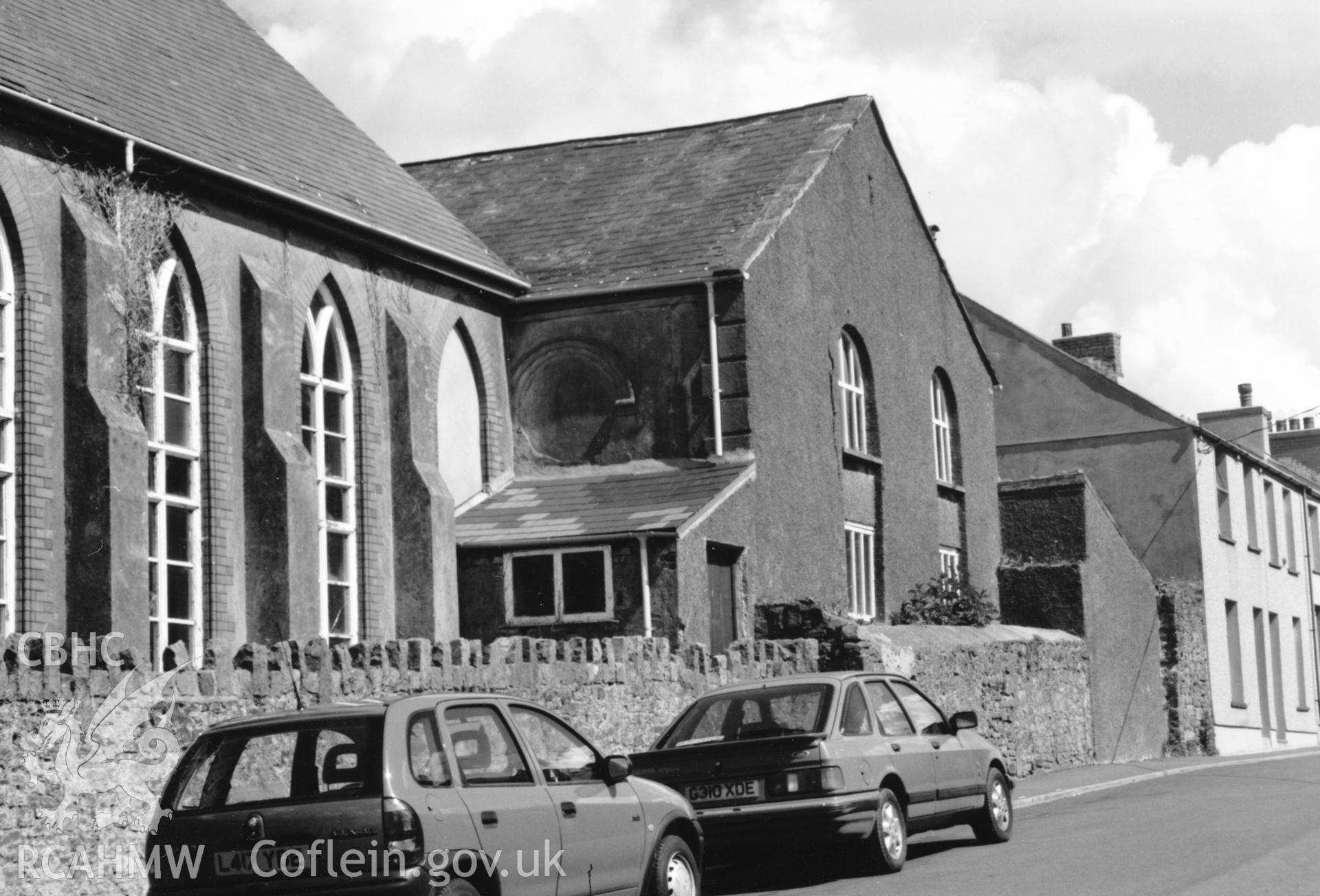 Digital copy of a black and white photograph showing a general view of Bethesda English Baptist Chapel, Neyland, taken by Robert Scourfield, 1996.