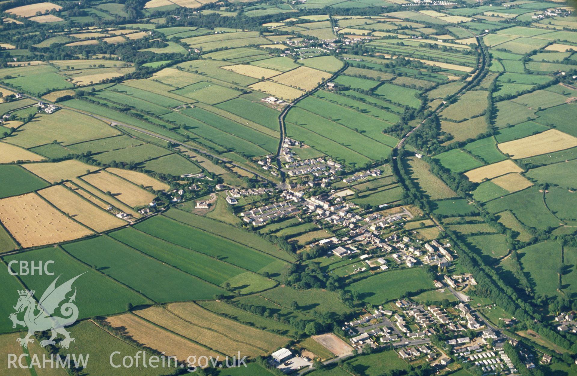 Slide of RCAHMW colour oblique aerial photograph of Templeton, taken by C.R. Musson, 2/8/1988.