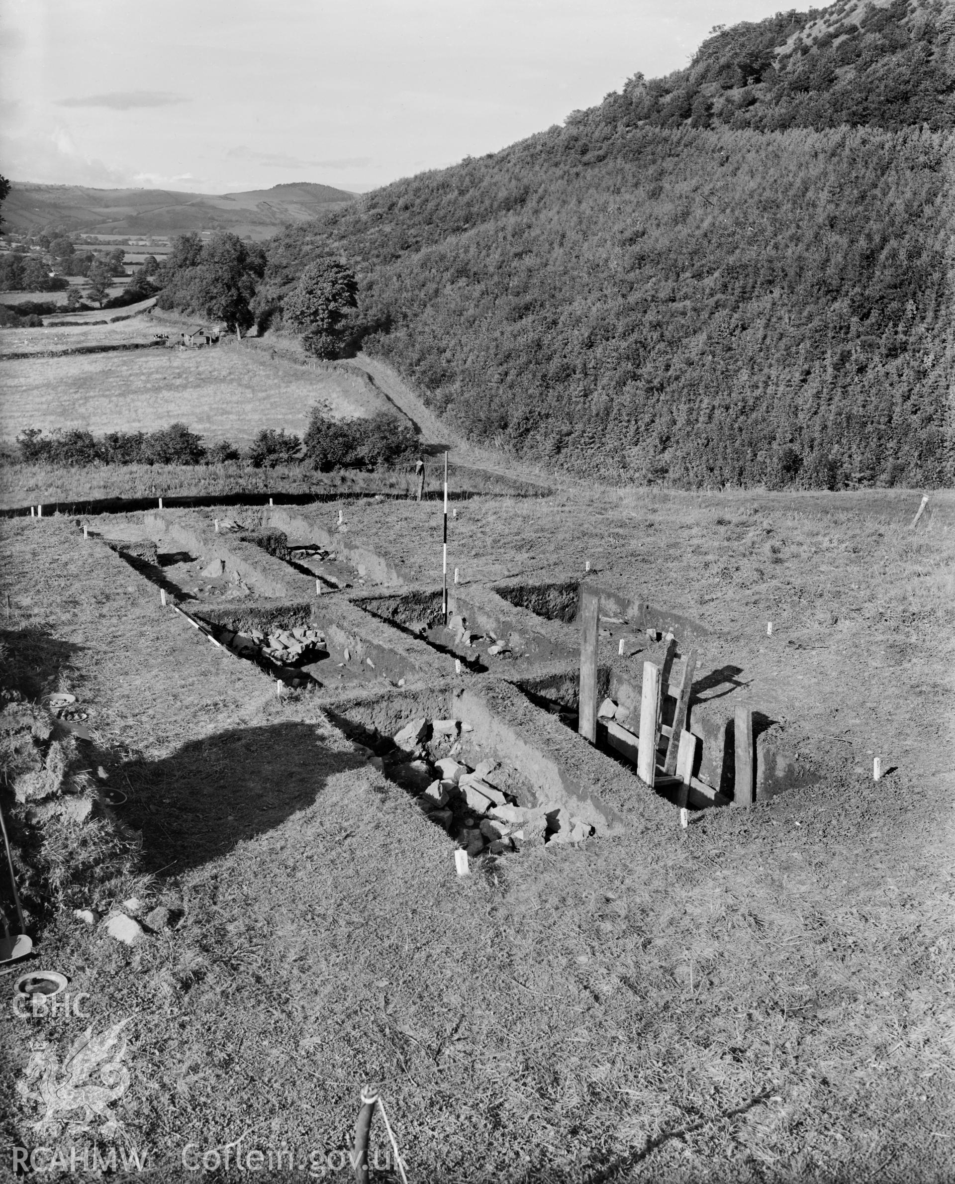 Small box containing glass plates and photographs produced during the 1962-1963 excavations at Sycharth Castle.