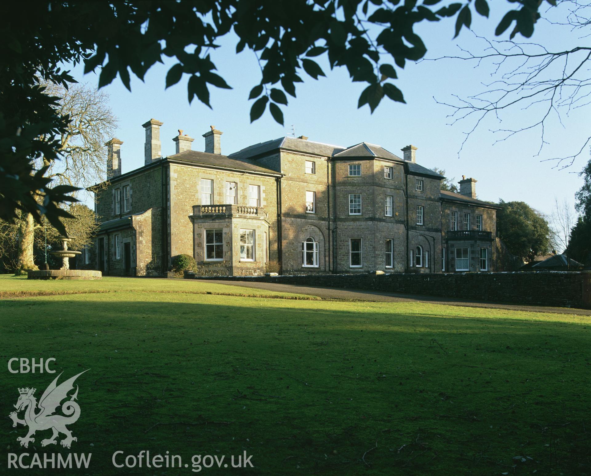 RCAHMW colour transparency showing exterior view of Cresselly House, taken by Iain Wright, 2003