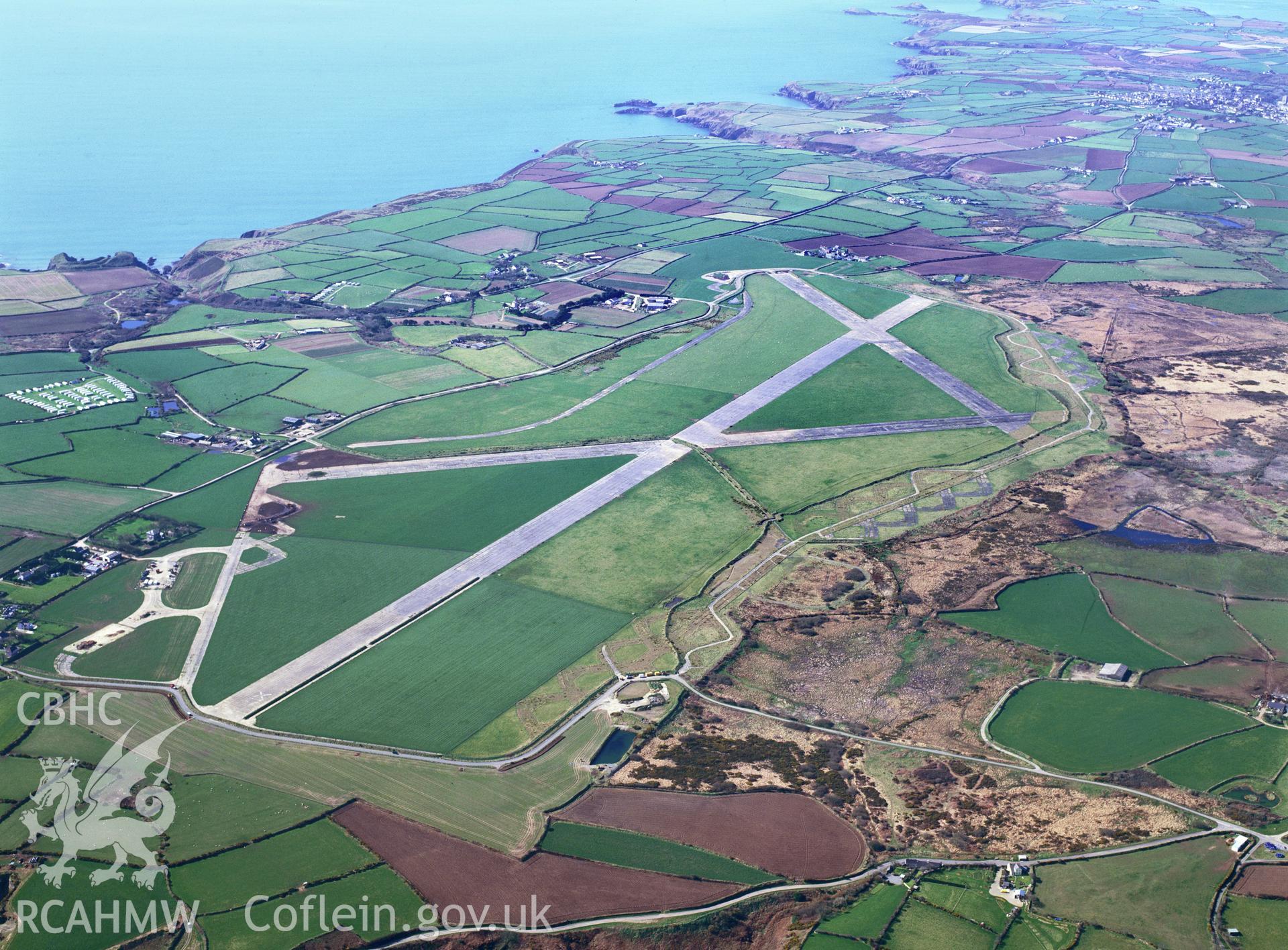 RCAHMW colour oblique aerial photograph of St David's Airfield, taken by Toby Driver 2002