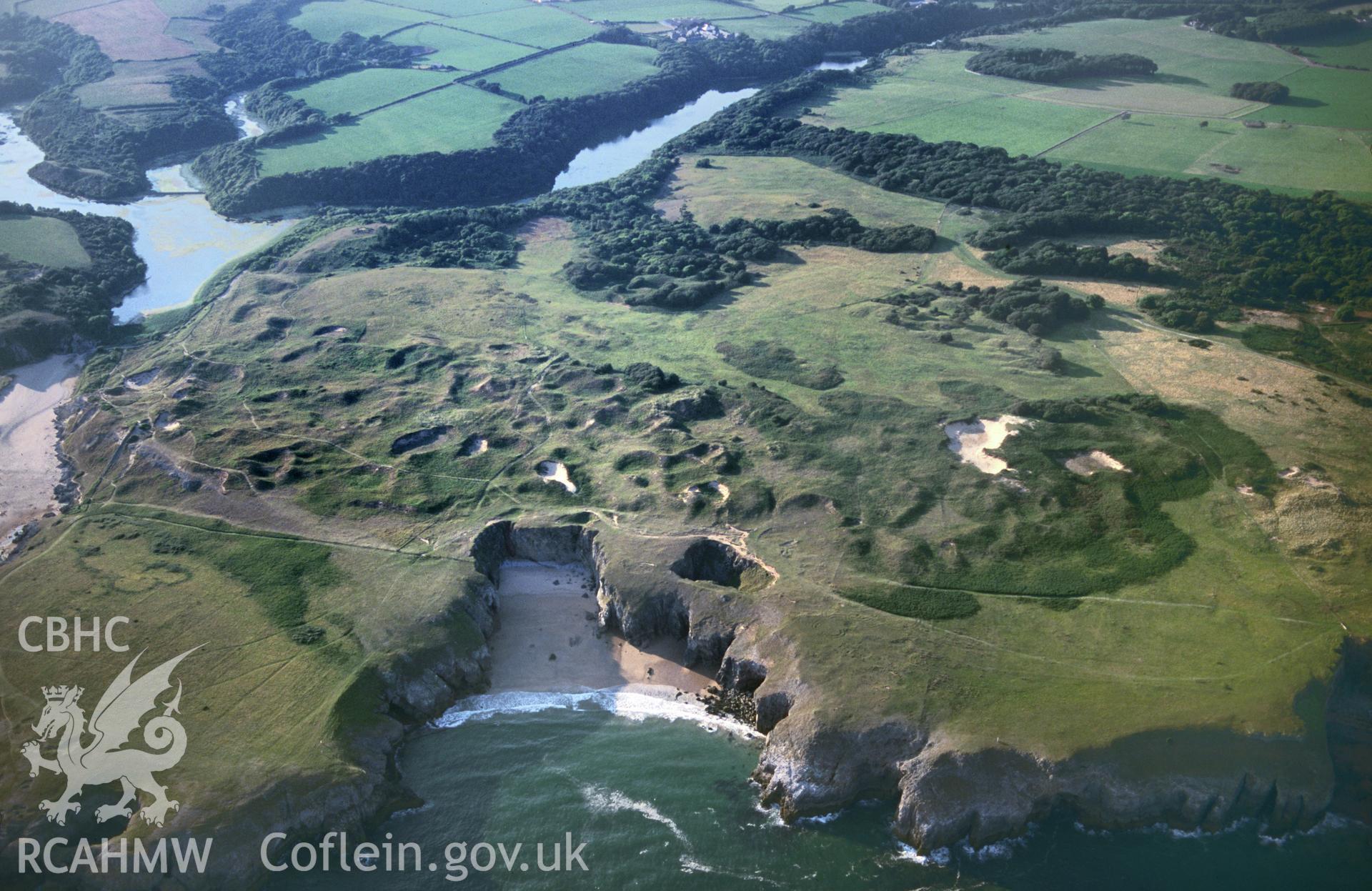 RCAHMW colour slide oblique aerial photograph of Stackpole Warren, landscape views, Stackpole, taken by T.G.Driver on the 23/08/2000