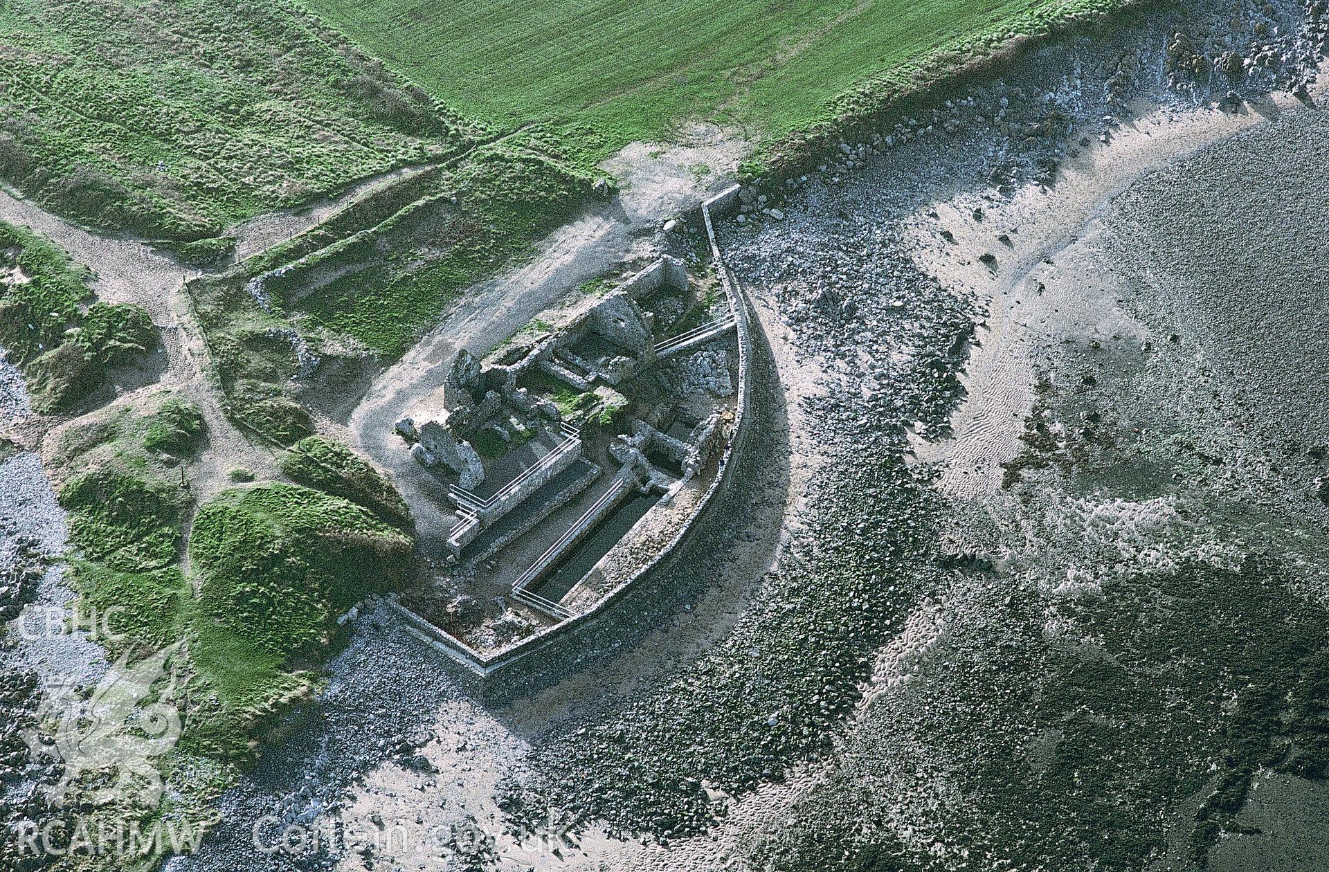 RCAHMW colour slide oblique aerial photograph of Salt House, Port Eynon, taken by C.R. Musson, 29/03/94