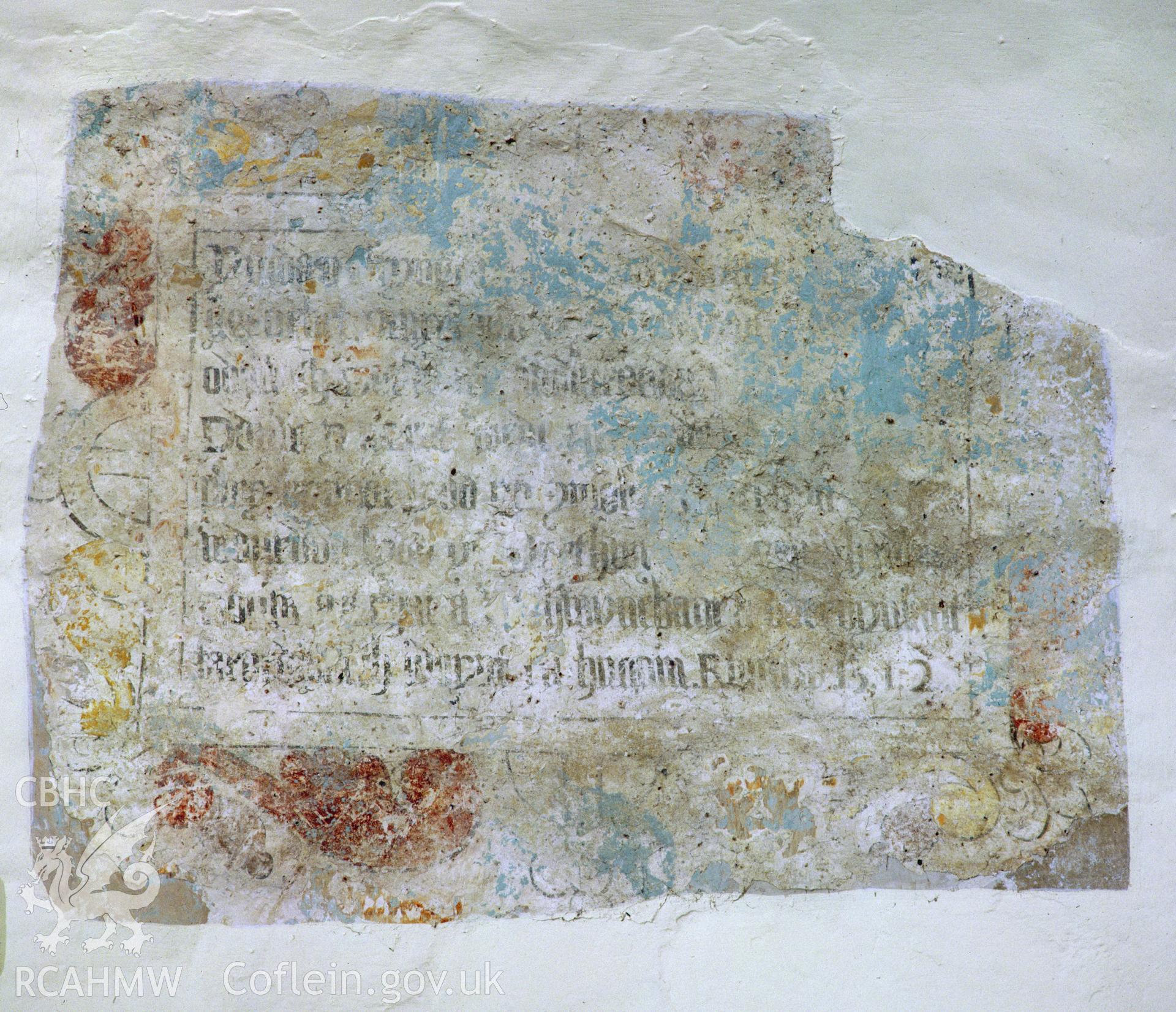 RCAHMW colour transparency of the wallpainting in St Marys Church, Rhuddlan, taken by Iain Wright.