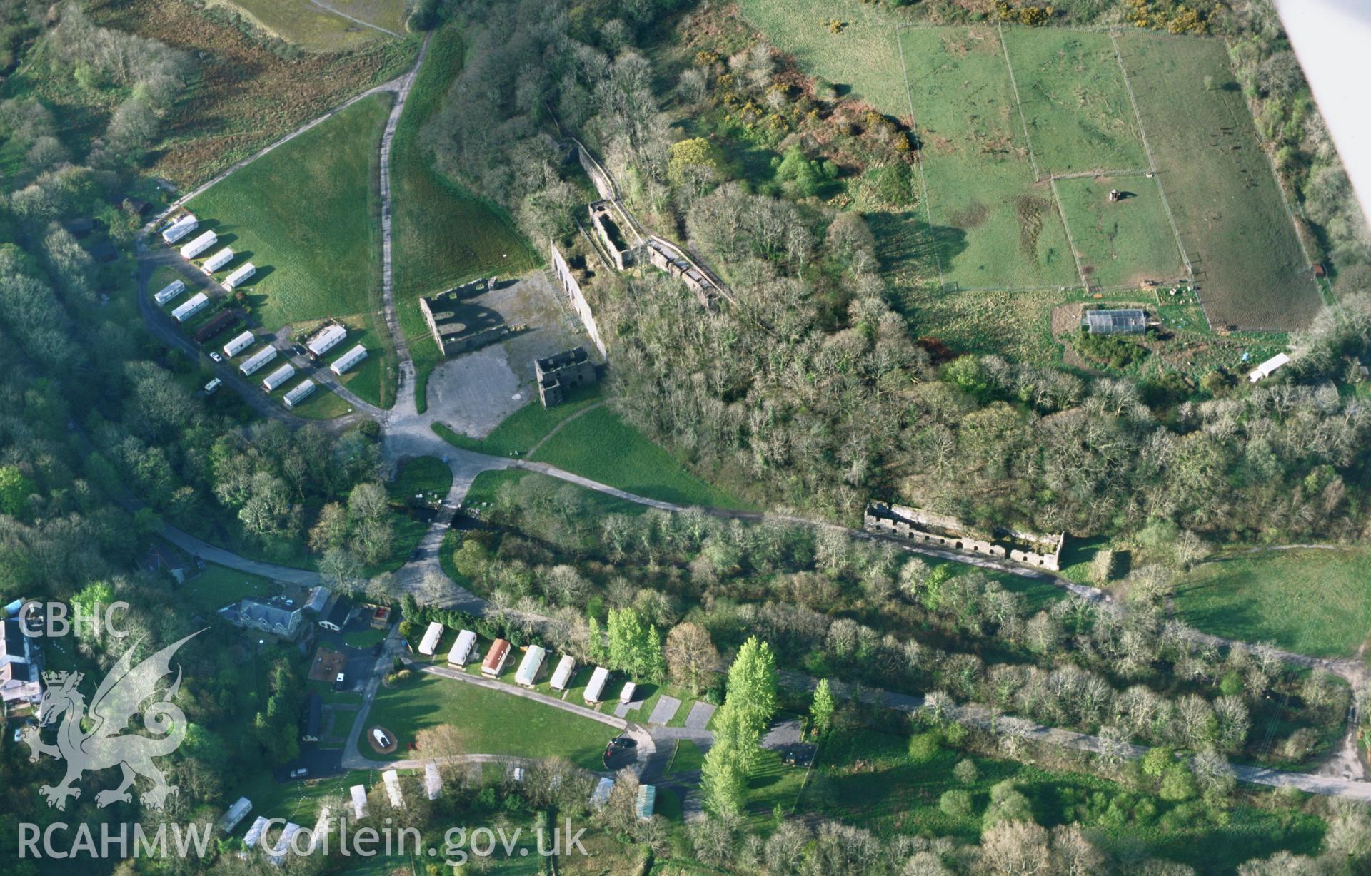 RCAHMW colour slide oblique aerial photograph of Stepaside Ironworks, taken by T.G.Driver 2002