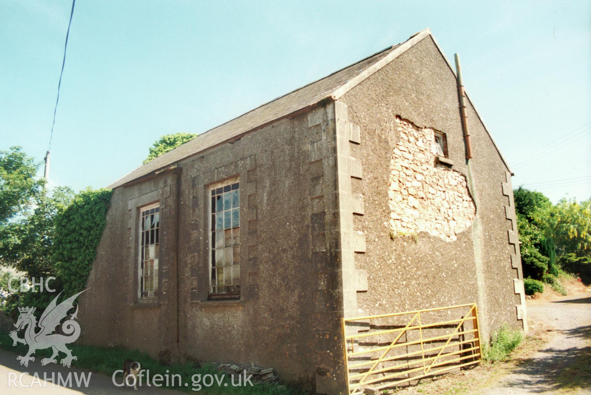 Digital copy of a colour photograph showing an exterior view of Newton Congregational Chapel, Manorbier taken by Robert Scourfield, 1996.